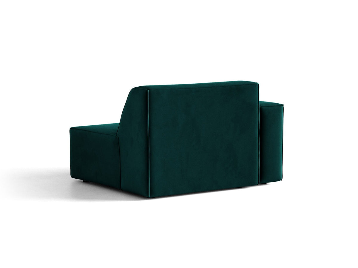 Modulares Sofa-Element Jodie von Micadoni in leichtem Beige mit Venus-Samtstoff, schwarzen Kunststoffbeinen und niedriger Rückenlehne.