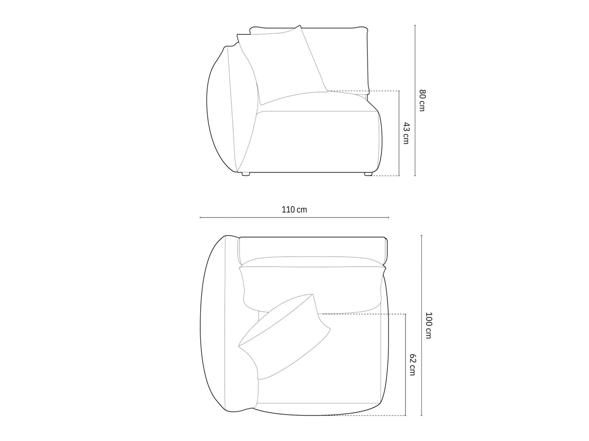 Chris Modul links 1 Sitzer in Natural-LINS präsentiert im Onlineshop von KAQTU Design AG. Modulares Sofa ist von Micadoni