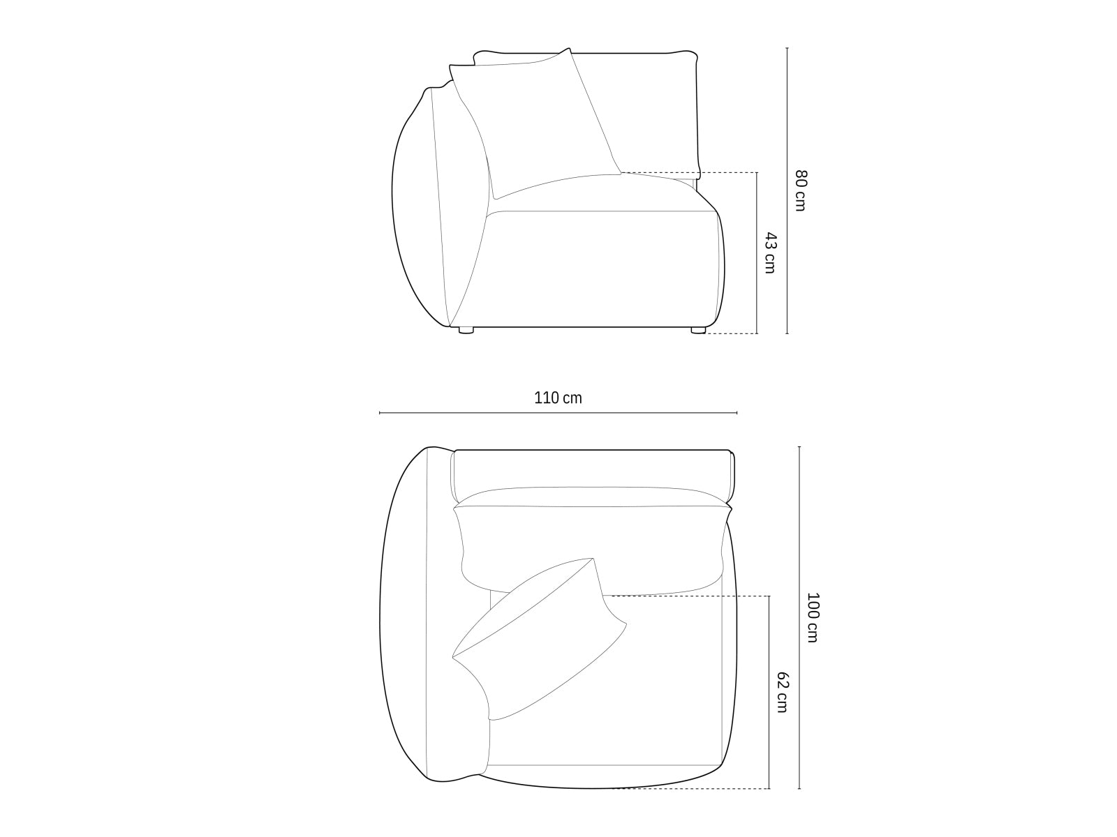 Stylisches Chris Modul links 1 Sitzer in sanftem Grau, perfekt für moderne Wohnkonzepte und flexible Raumgestaltung.