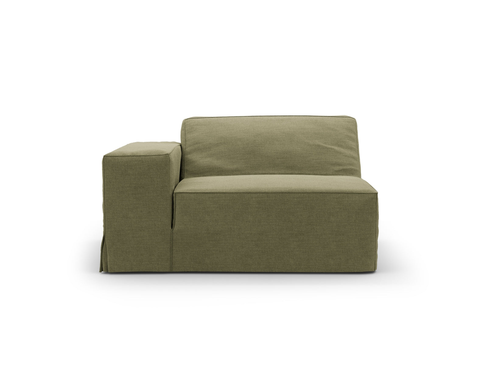 Eleganter Jodie Modul links 1 Sitzer in sanftem Lichtgrün, Teil des modularen Sofas von Micadoni, ideal für stilvolle Wohnräume.
