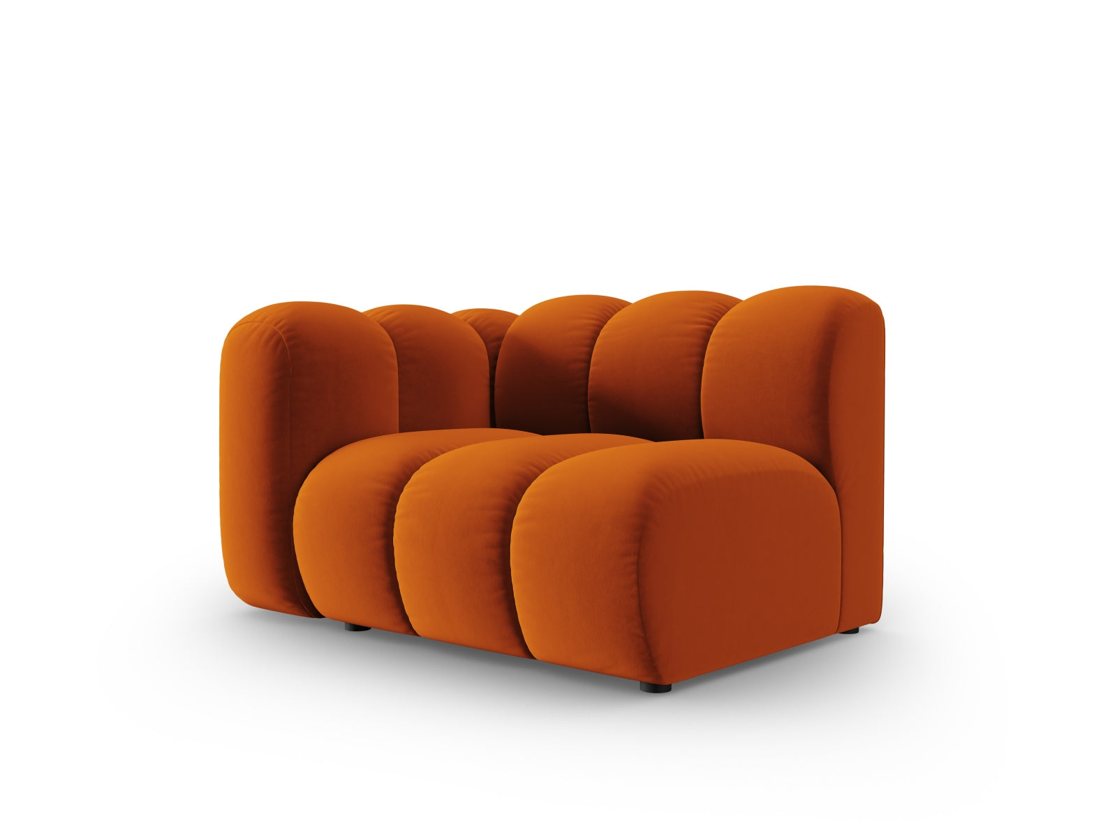 Elegantes Lupine Velour Modul links für 1 Sitzer in warmem Terracotta, ideal für individuelles Sofa-Design von Micadoni.