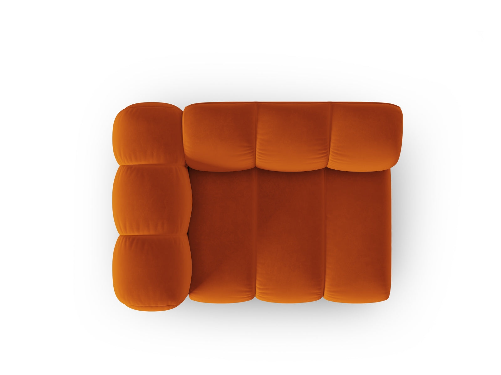 Elegantes Velour-Modul in warmem Terracotta, ideal für individuelle Sofa-Arrangements und stilvolle Wohnkonzepte von Micadoni.
