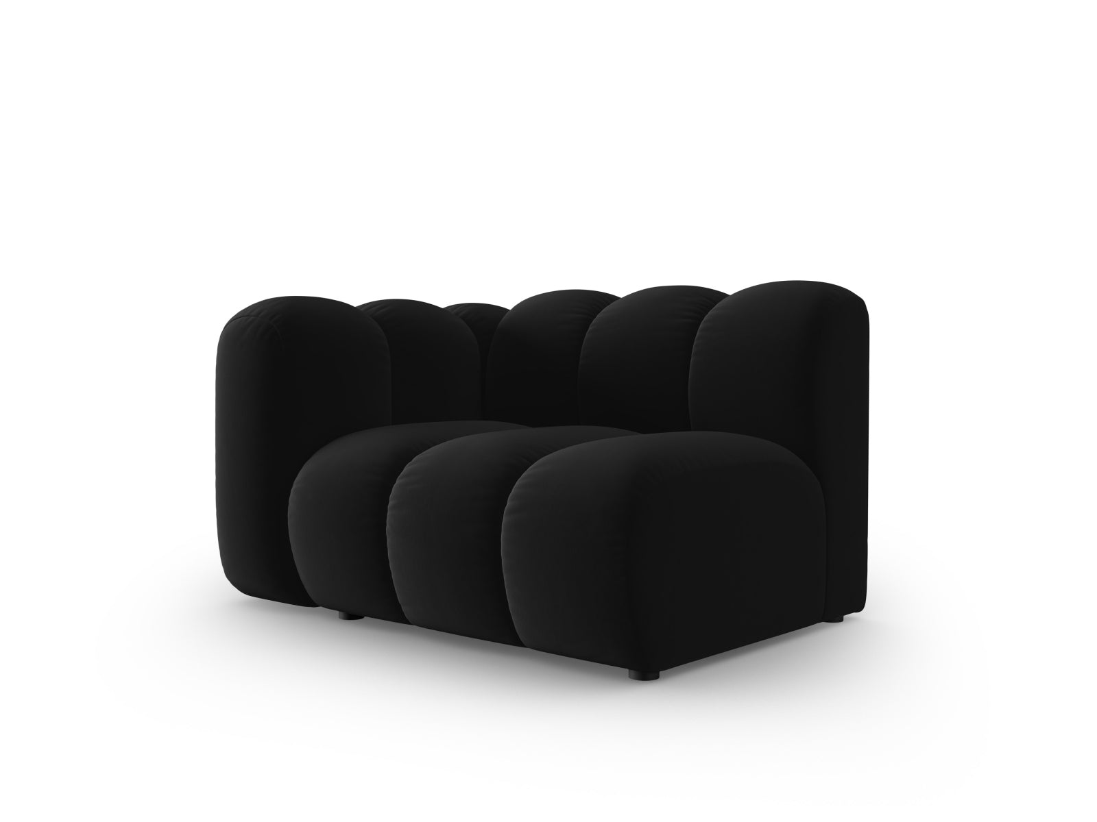 Elegantes Lupine Velour Modul für ein modulares Sofa, linksseitiger 1-Sitzer in stilvollem Schwarz, ideal für moderne Wohnräume.