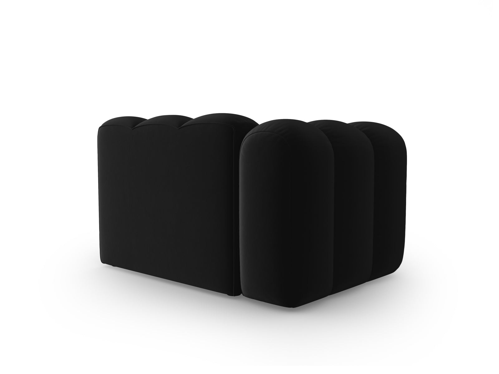 Schwarzes Lupine Velour Modul, linksseitiger 1-Sitzer für modulares Sofa, vereint Komfort und modernes Design für stilvolle Wohnkonzepte.