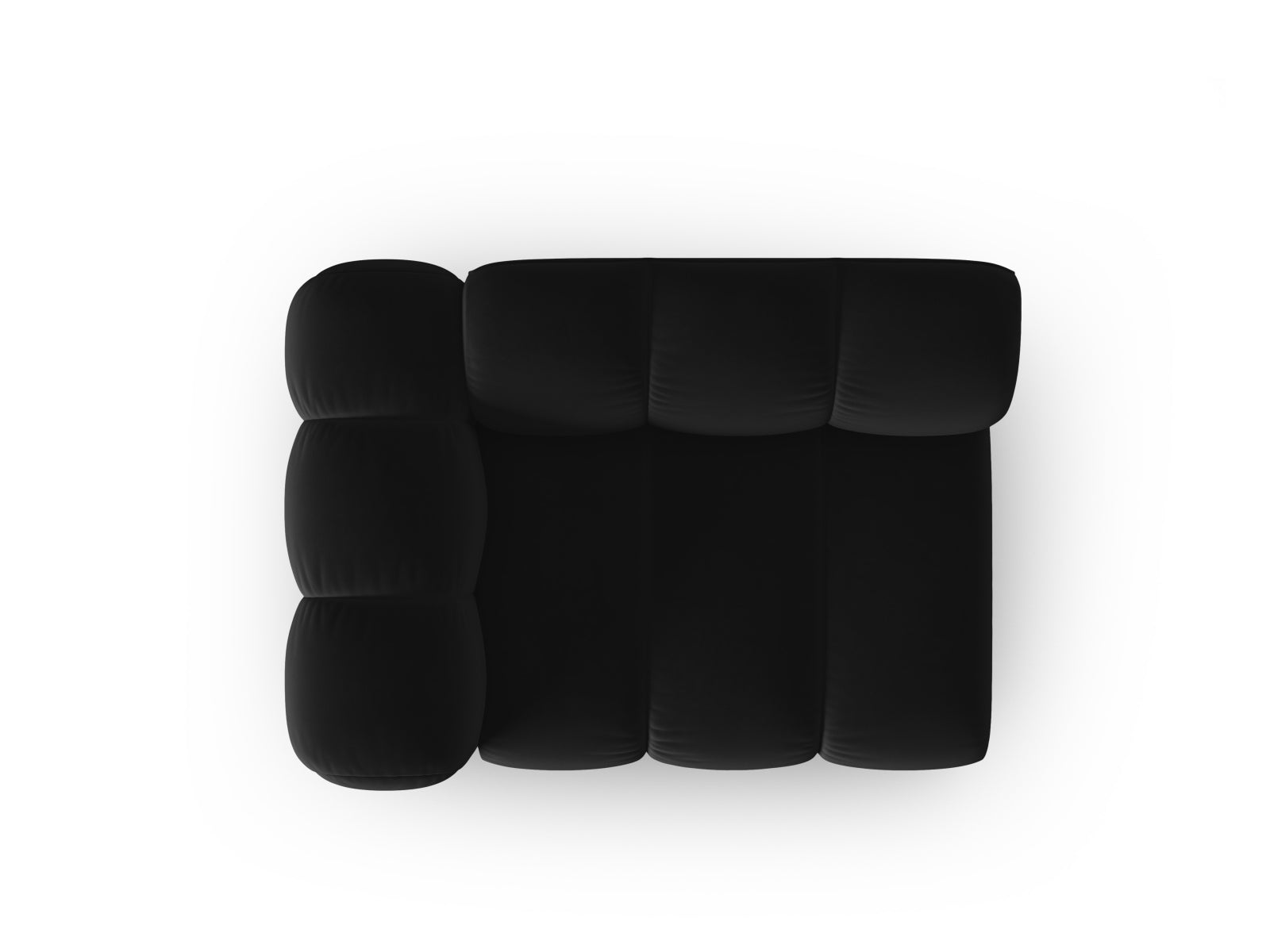 Elegantes linksseitiges 1-Sitzer Modul aus schwarzem Velour, ideal für individuelle Sofa-Gestaltung und gemütliche Wohnräume.