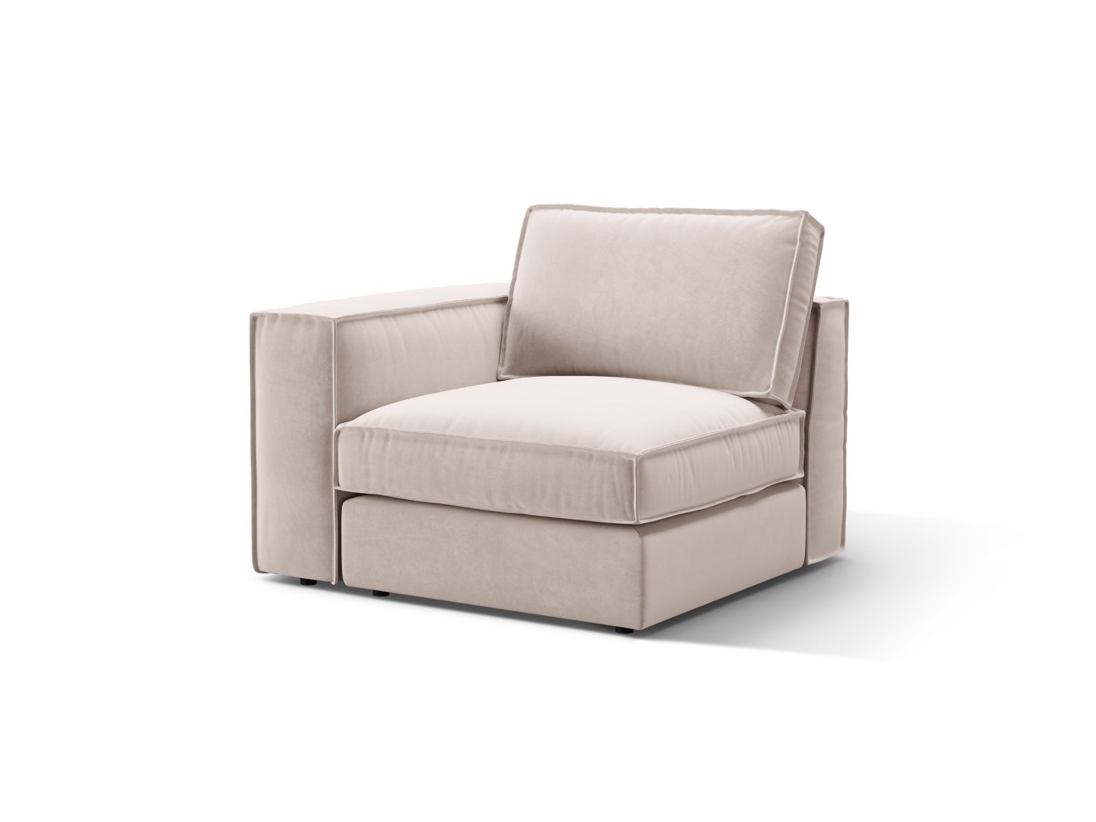 Beige 1-Sitzer Modul links Pola von Micadoni, elegantes Sofa-Element für kreative Raumgestaltungen und entspannende Momente.
