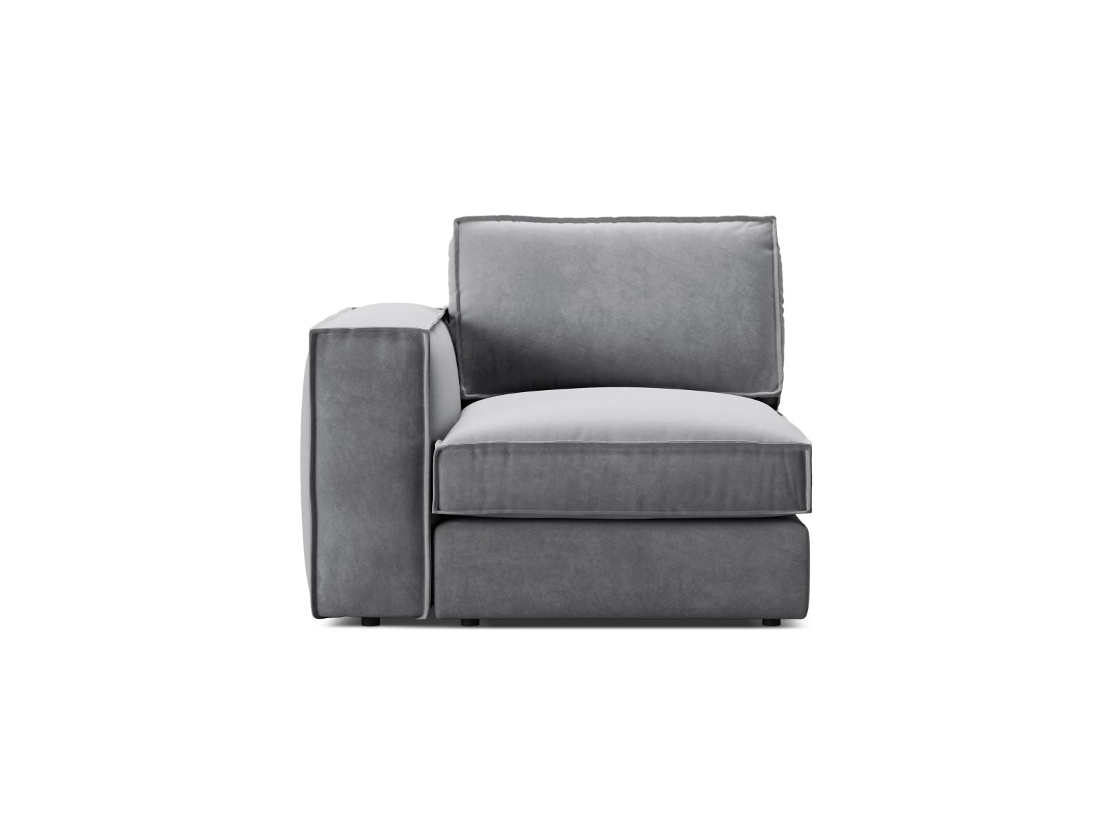 Elegantes 1-Sitzer Modul Pola in zeitlosem Grau, ideal für individuelle Sofa-Arrangements und stilvolle Wohnkonzepte.