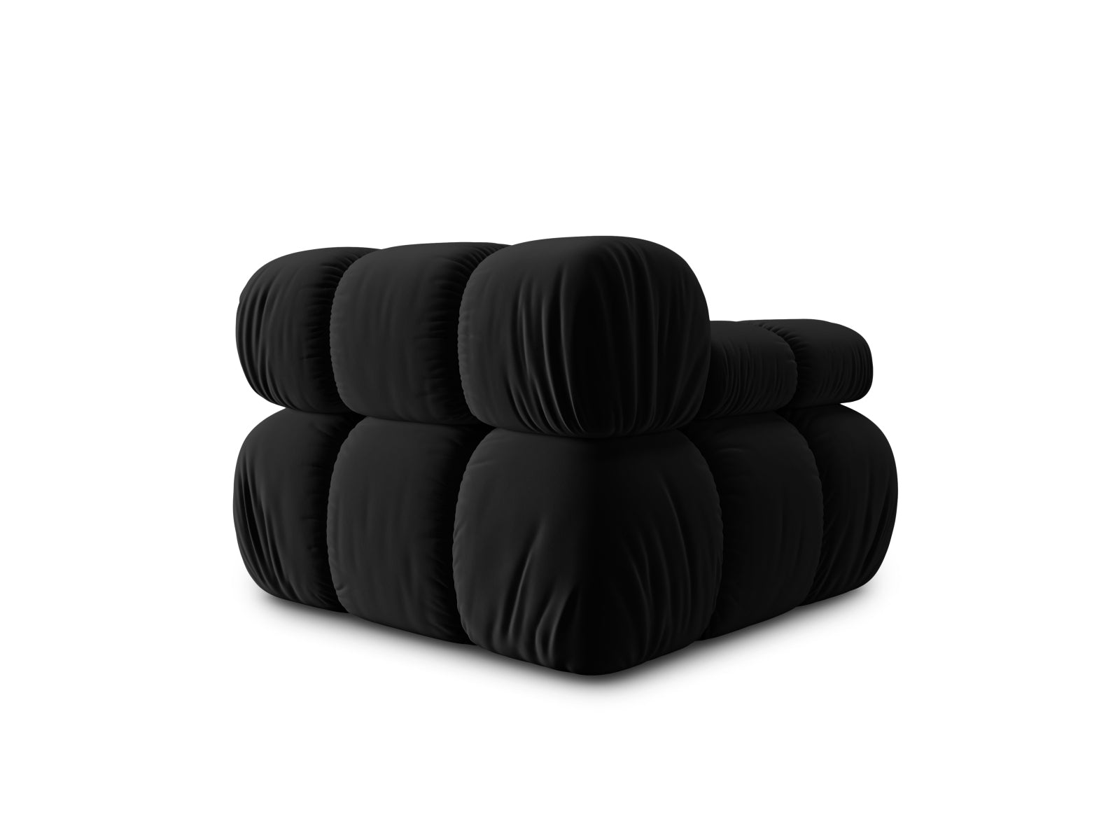 Stylisches Bellis Velour Modul links 1 Sitzer in edlem Schwarz-Bluvel, perfekt für individuelle Raumgestaltungen und gemütliche Sitzgelegenheiten.