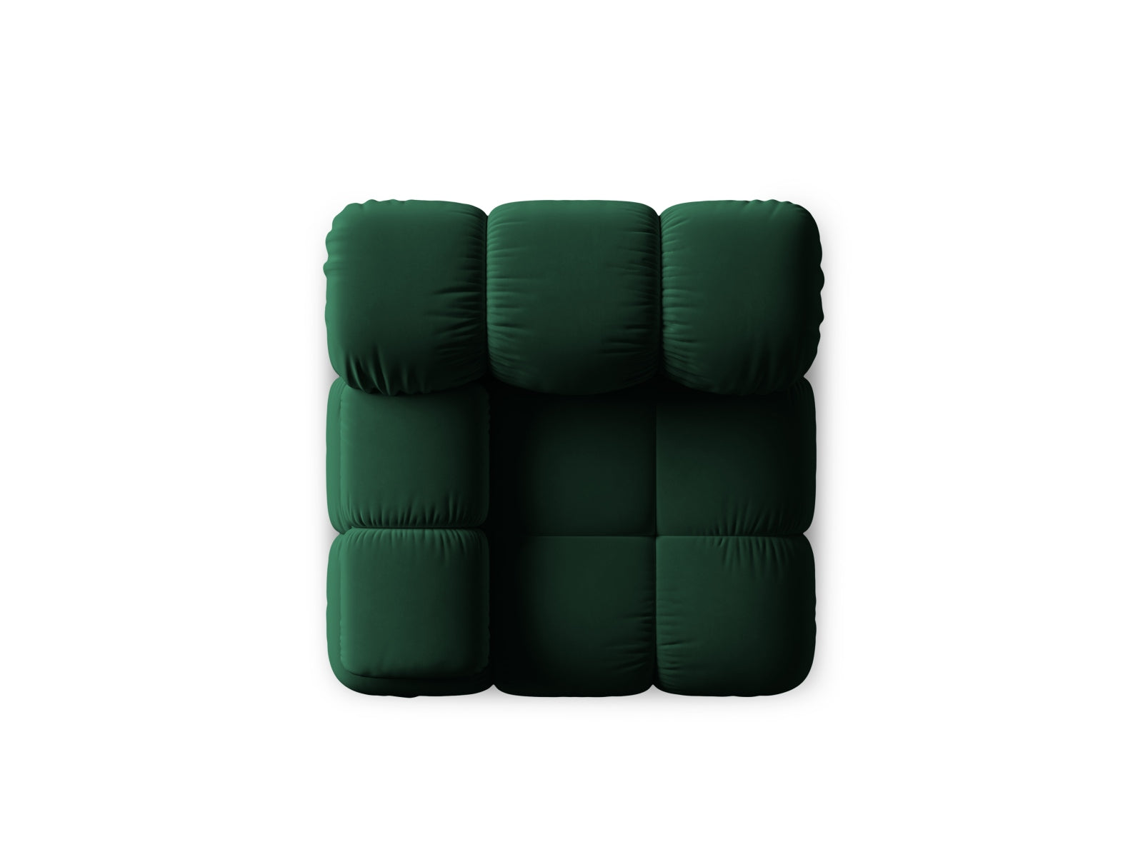 Elegantes Bellis Velour Modul links 1 Sitzer in edlem Bottle Green-Bluvel, ideal für stilvolle Wohnräume und entspannte Stunden.