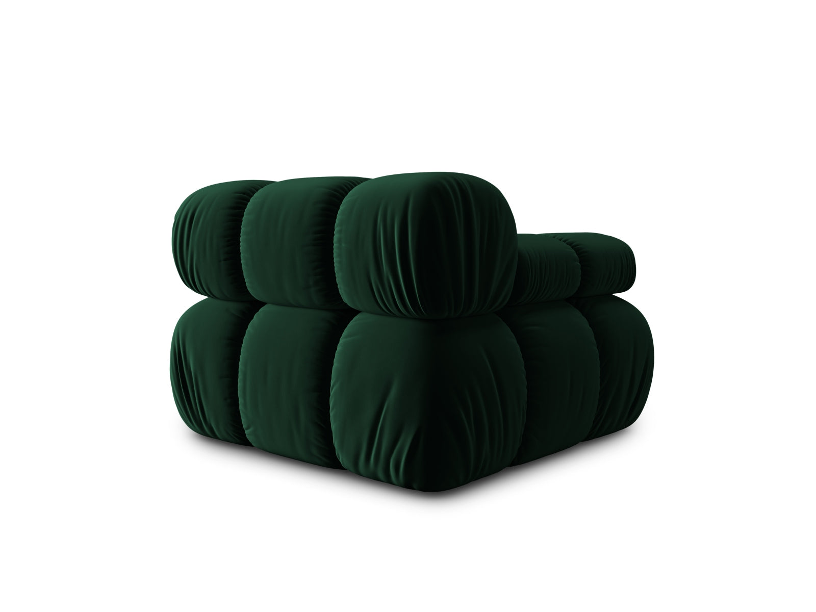 Stylisches Bellis Velour Modul links 1 Sitzer in luxuriösem Bottle Green-Bluvel, perfekt für moderne Wohnkonzepte und gemütliche Abende.