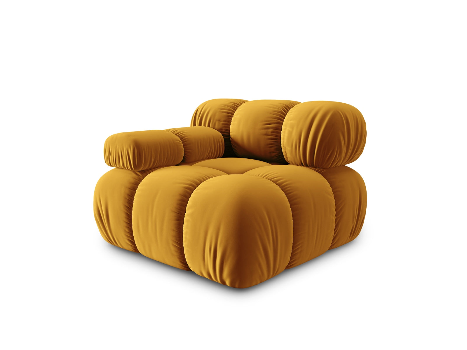Stylisches Bellis Velour Modul links 1 Sitzer in ansprechendem Gelb-Blau, perfekt für kreative Wohnkonzepte und gemütliche Sitzgelegenheiten.