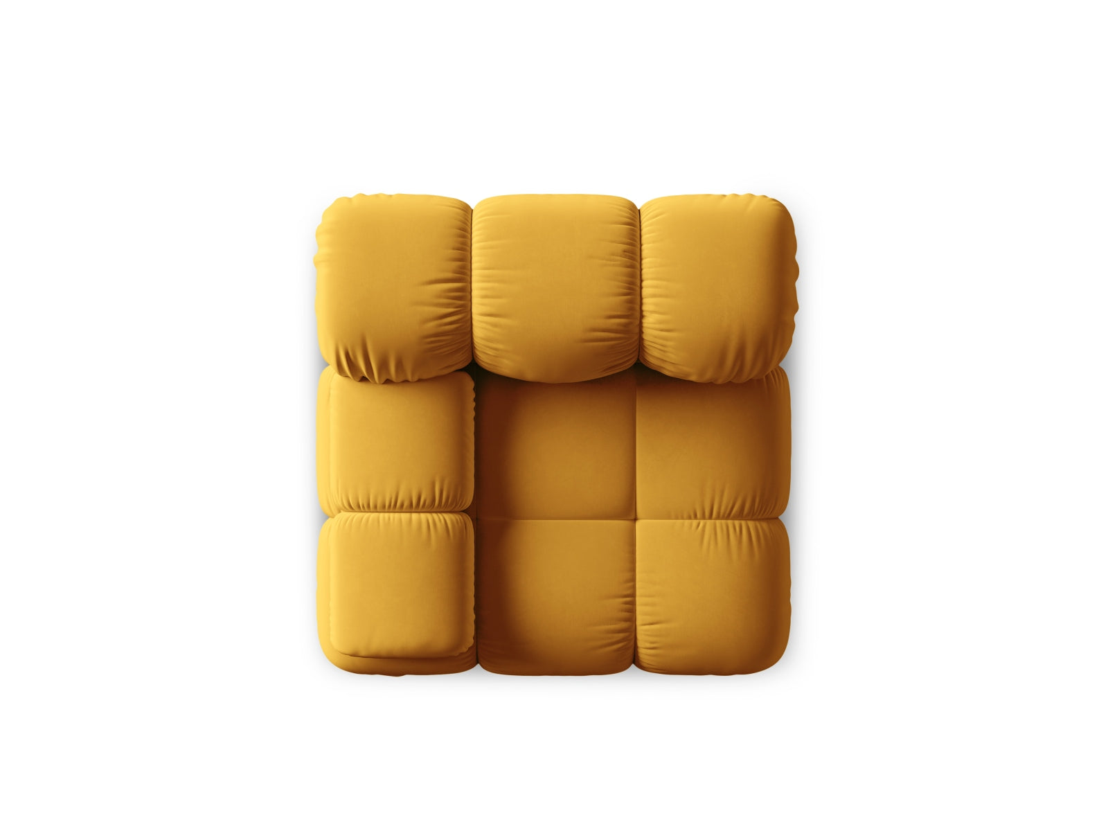 Elegantes Bellis Velour Modul links 1 Sitzer in modernem Gelb-Blau, ideal für stilvolle Wohnräume und entspannte Atmosphäre.