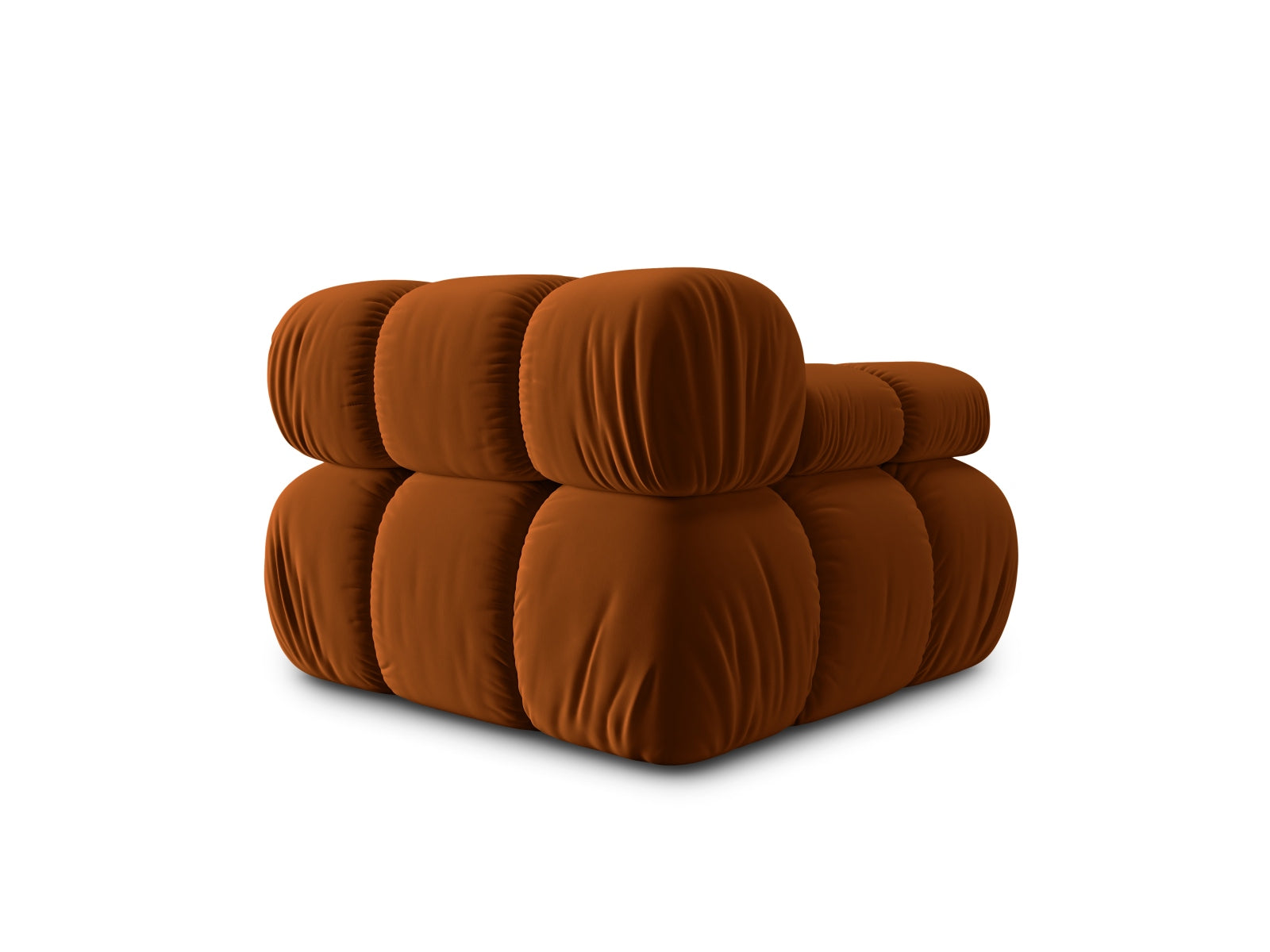 Stylischer Bellis Velour Modul links 1 Sitzer in sanftem Terracotta, perfekt für moderne Wohnkonzepte und gemütliche Sitzgelegenheiten.