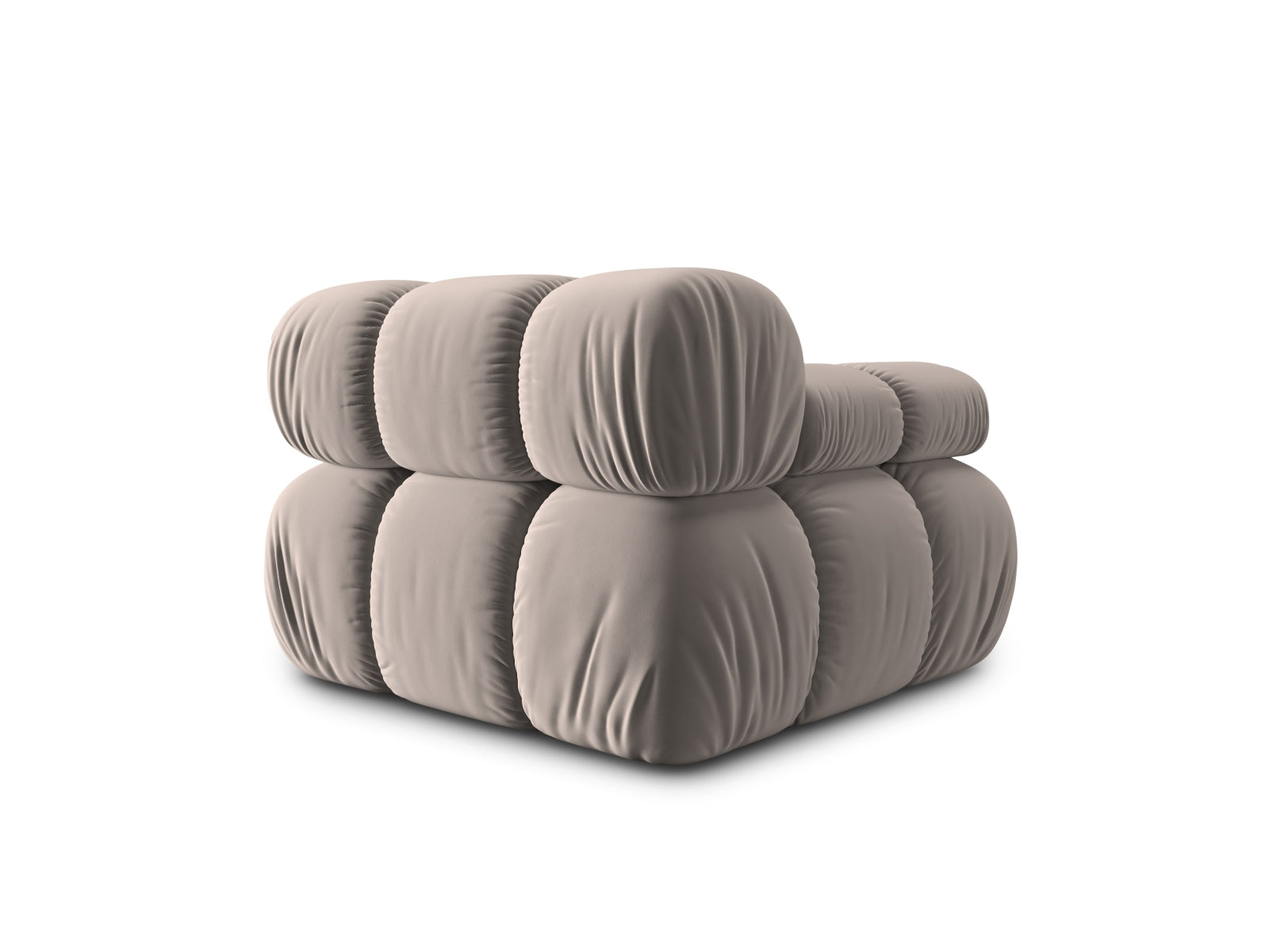 Stylischer Bellis Velour Modul links 1 Sitzer in edlem Cappuccino-Bluvel, perfekt für zeitgemäße Einrichtung und gemütliche Entspannung.