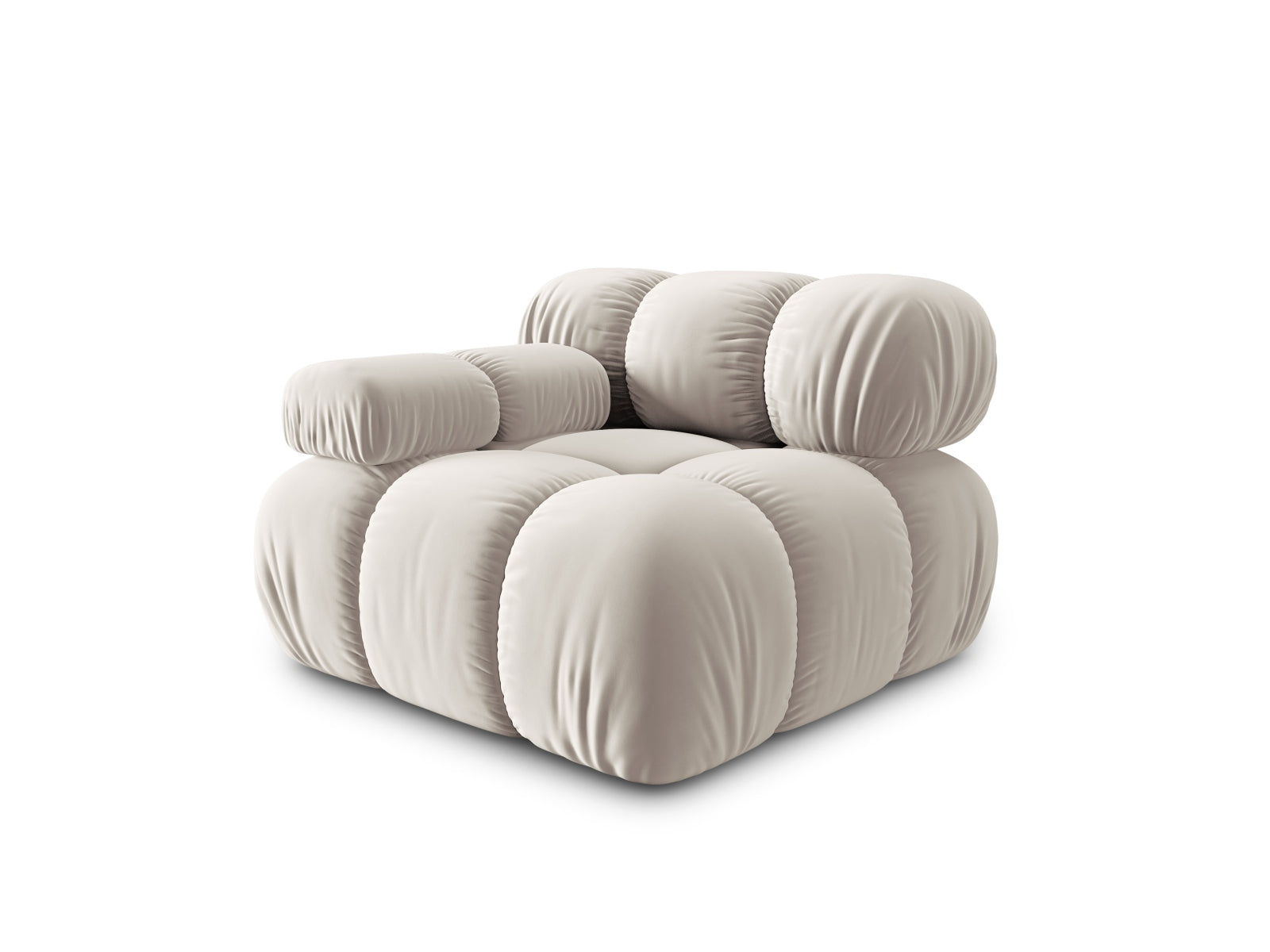 Erleben Sie den Bellis Velour Modul links 1 Sitzer von Micadoni – elegantes Velours, hervorragender Sitzkomfort und zeitgemässes Design für Ihr Zuhause.