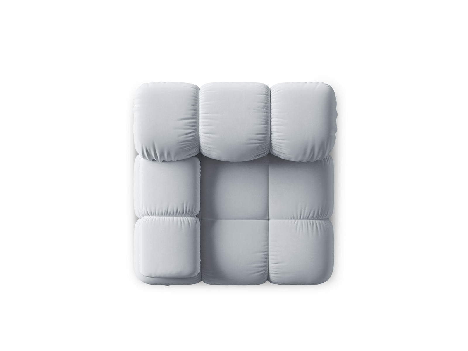 Elegantes Bellis Velour Modul links 1 Sitzer in sanftem Hellblau, ideal für stilvolle Wohnräume und flexible Einrichtungsideen.