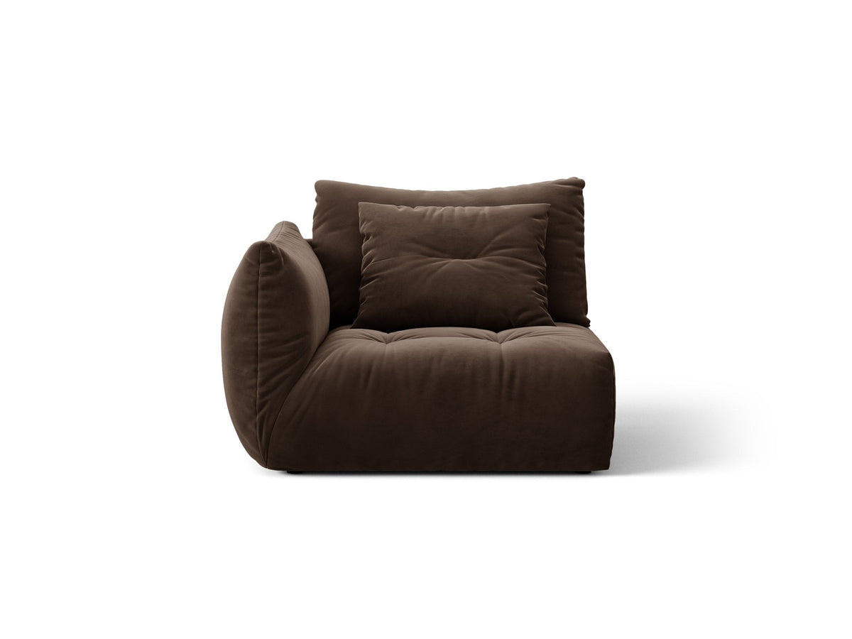 Modulares Sofa Bloom Modul von Micadoni in Leichtes beige, Bezug aus Casino Pearl Velours-Stoff, mit schwarzen Kunststoffbeinen.