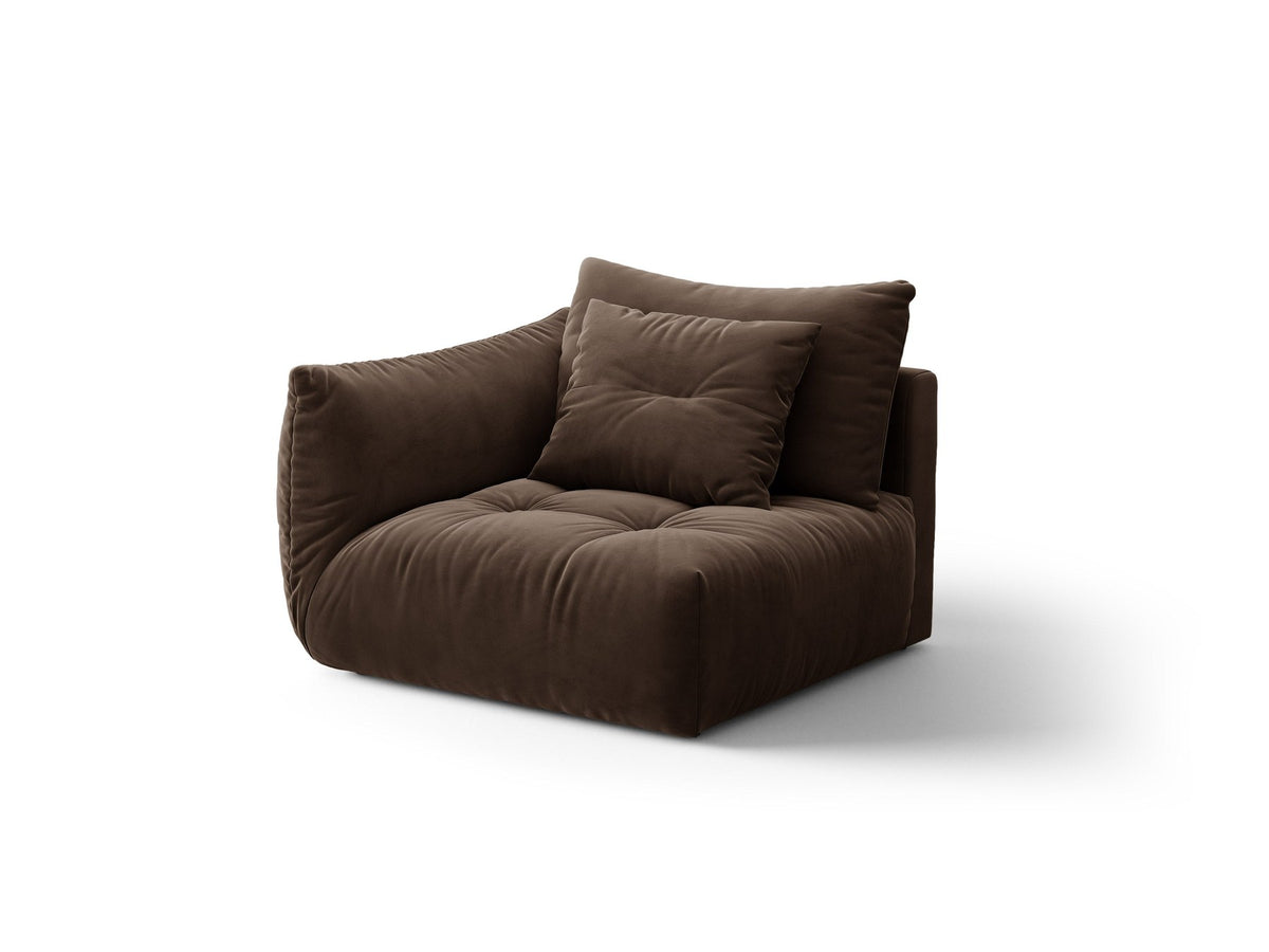 Modulares Sofa Bloom Modul von Micadoni in Leichtes beige, Bezug aus Casino Pearl Velours-Stoff, mit schwarzen Kunststoffbeinen.