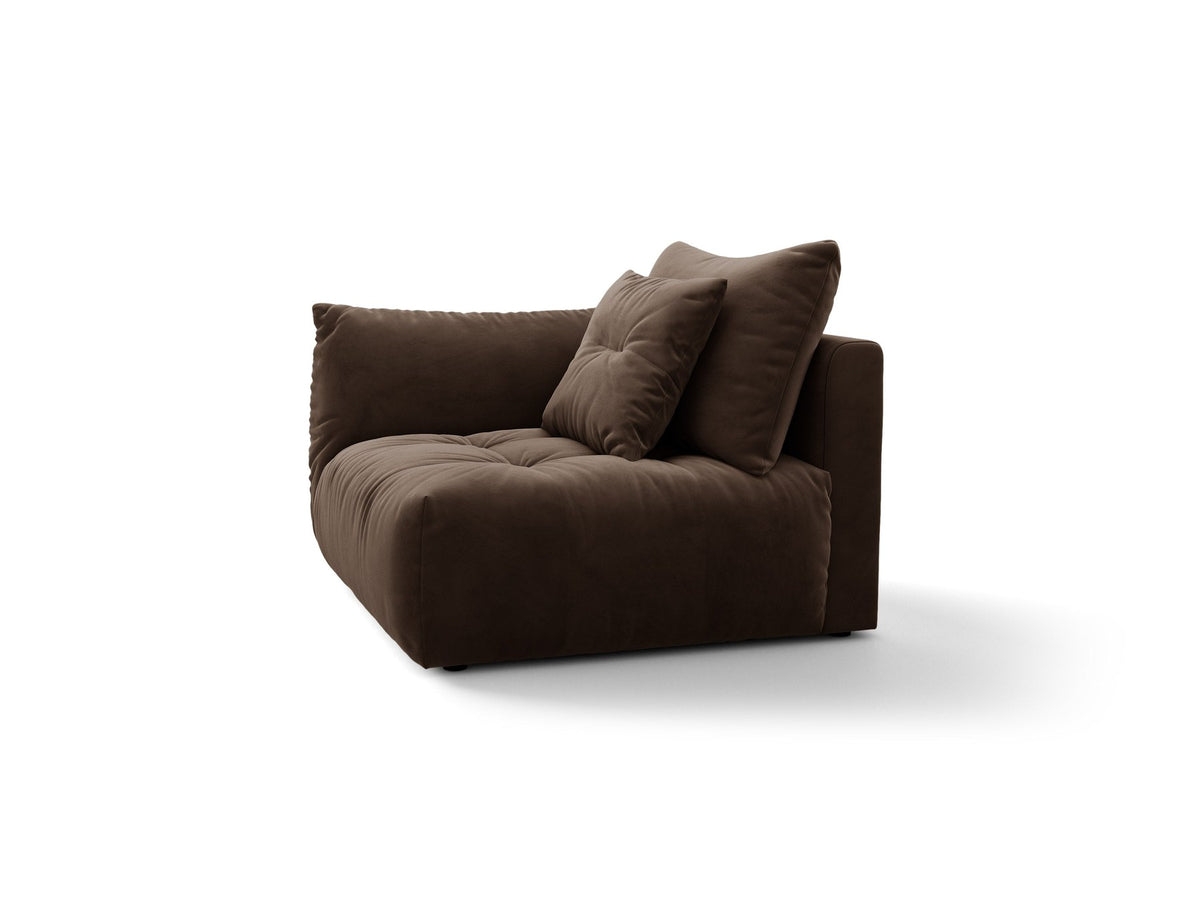Modulares Sofa Bloom Modul von Micadoni in Leichtes beige, Bezug aus Casino Pearl Velours-Stoff, mit schwarzen Kunststoffbeinen.