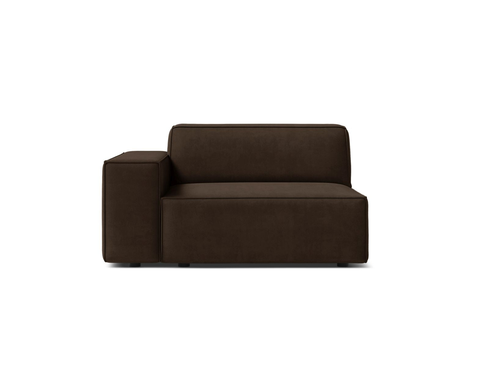Stylisches 1-Sitzer Modul links Jodie in edlem Dunkelgrau-Bluvel, perfekt für kreative und flexible Sofa-Designs in zeitgemäßen Wohnkonzepten.
