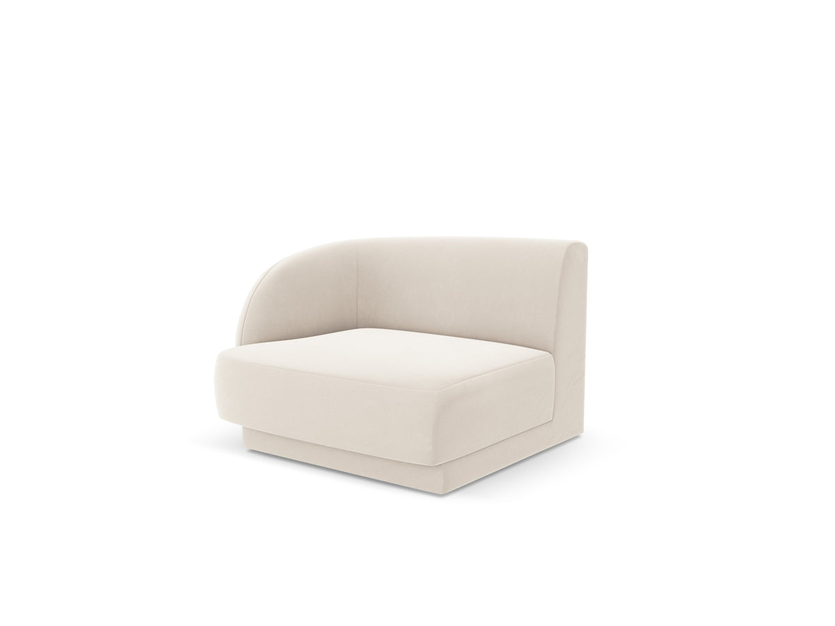 Miley Velour Modul links 1 Sitzer in Light Beige-Bluvel präsentiert im Onlineshop von KAQTU Design AG. Modulares Sofa ist von Micadoni