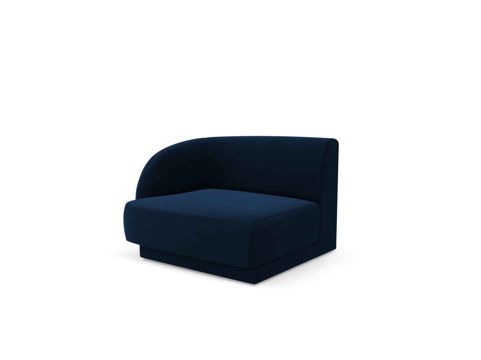 Elegantes Miley Velour Modul links 1 Sitzer in Royal Blue, ideal für stilvolle Wohnräume. Teil der modularen Sofaserie von Micadoni.