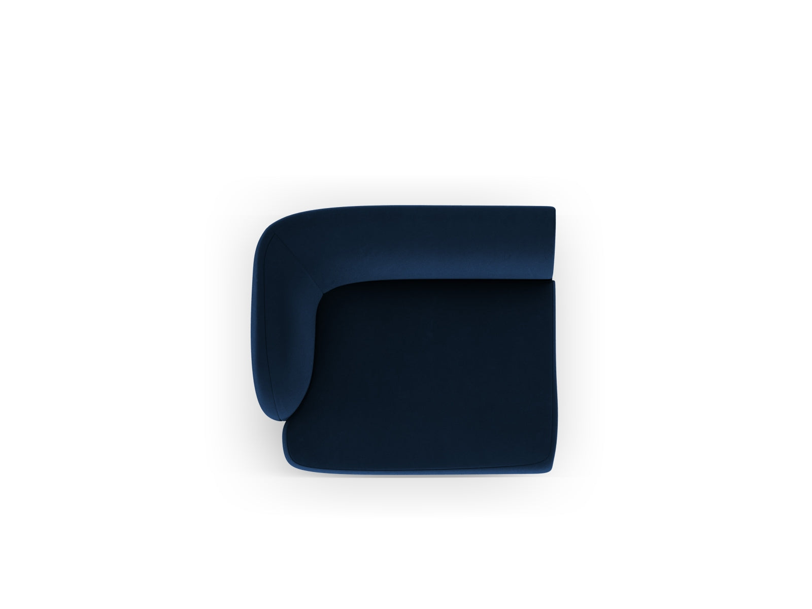 Eleganter linker 1-Sitzer Miley Velour Modul in Royal Blue, ideal für kreative Wohnräume und stilvolle Akzente.