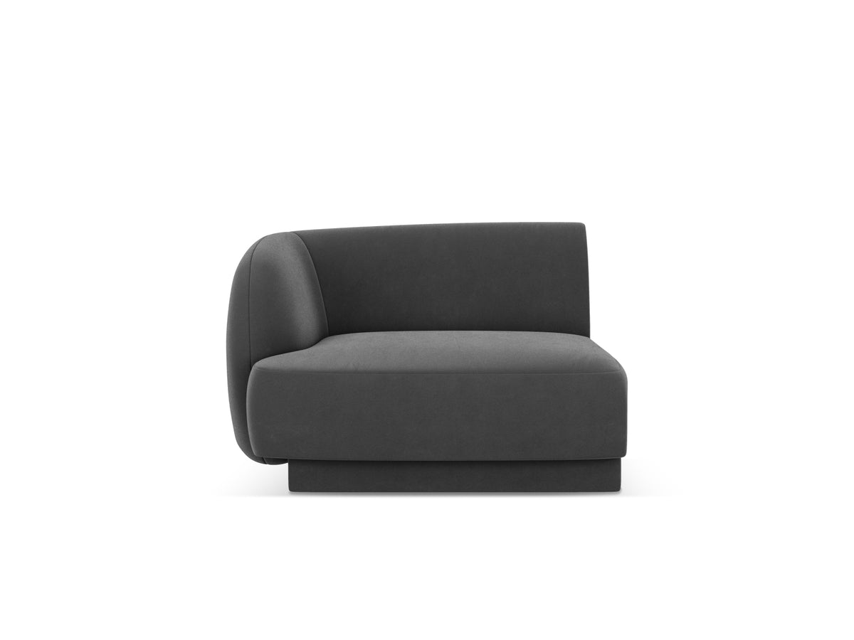Miley Velour Modul links 1 Sitzer in Grey-Bluvel präsentiert im Onlineshop von KAQTU Design AG. Modulares Sofa ist von Micadoni