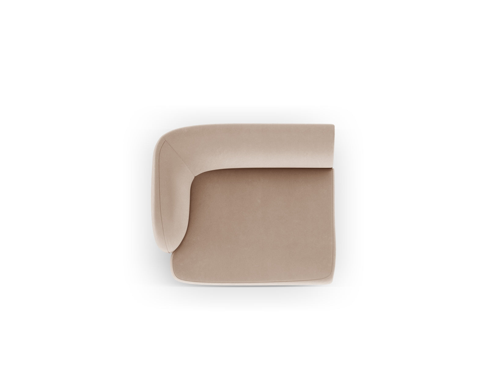 Eleganter Miley Velour Modul links 1 Sitzer in hochwertigem Cappuccino-Bluvel, ideal für stilvolle Wohnräume und entspannte Stunden.