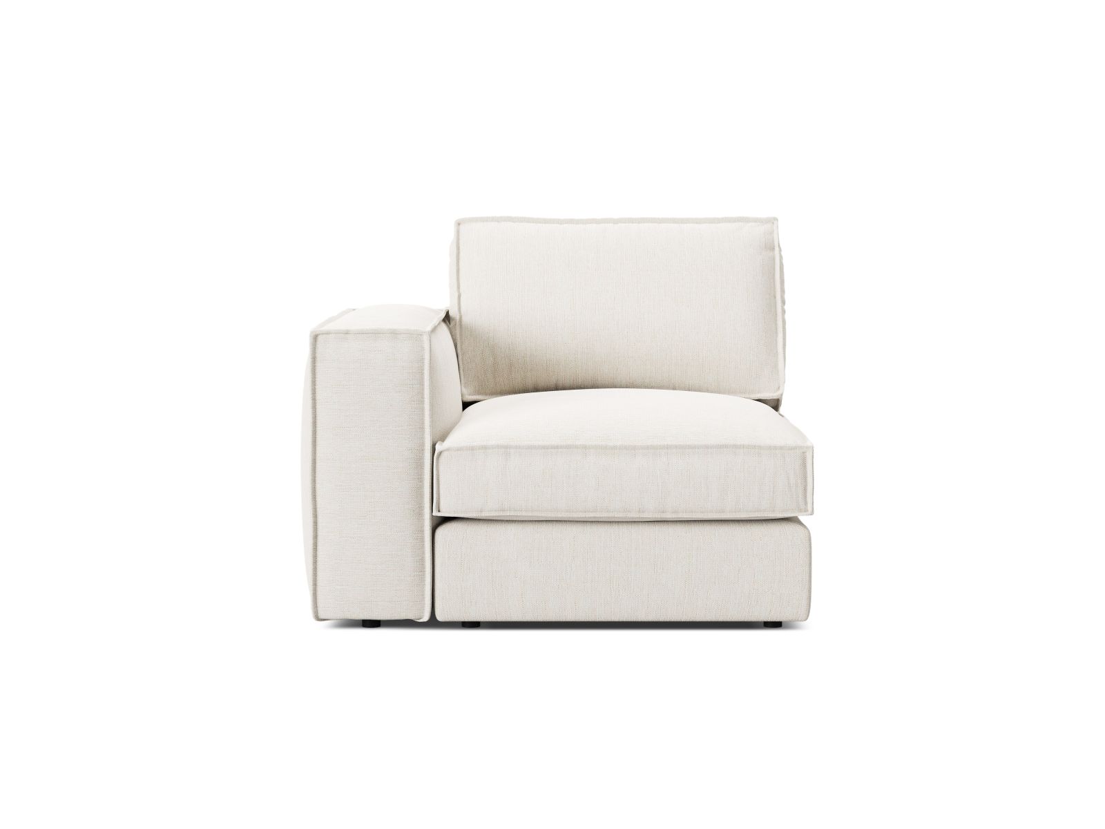 Elegantes 1-Sitzer Modul links Pola in strahlendem Weiß, ideal für individuelle Sofa-Arrangements und zeitgemäße Einrichtungsideen.