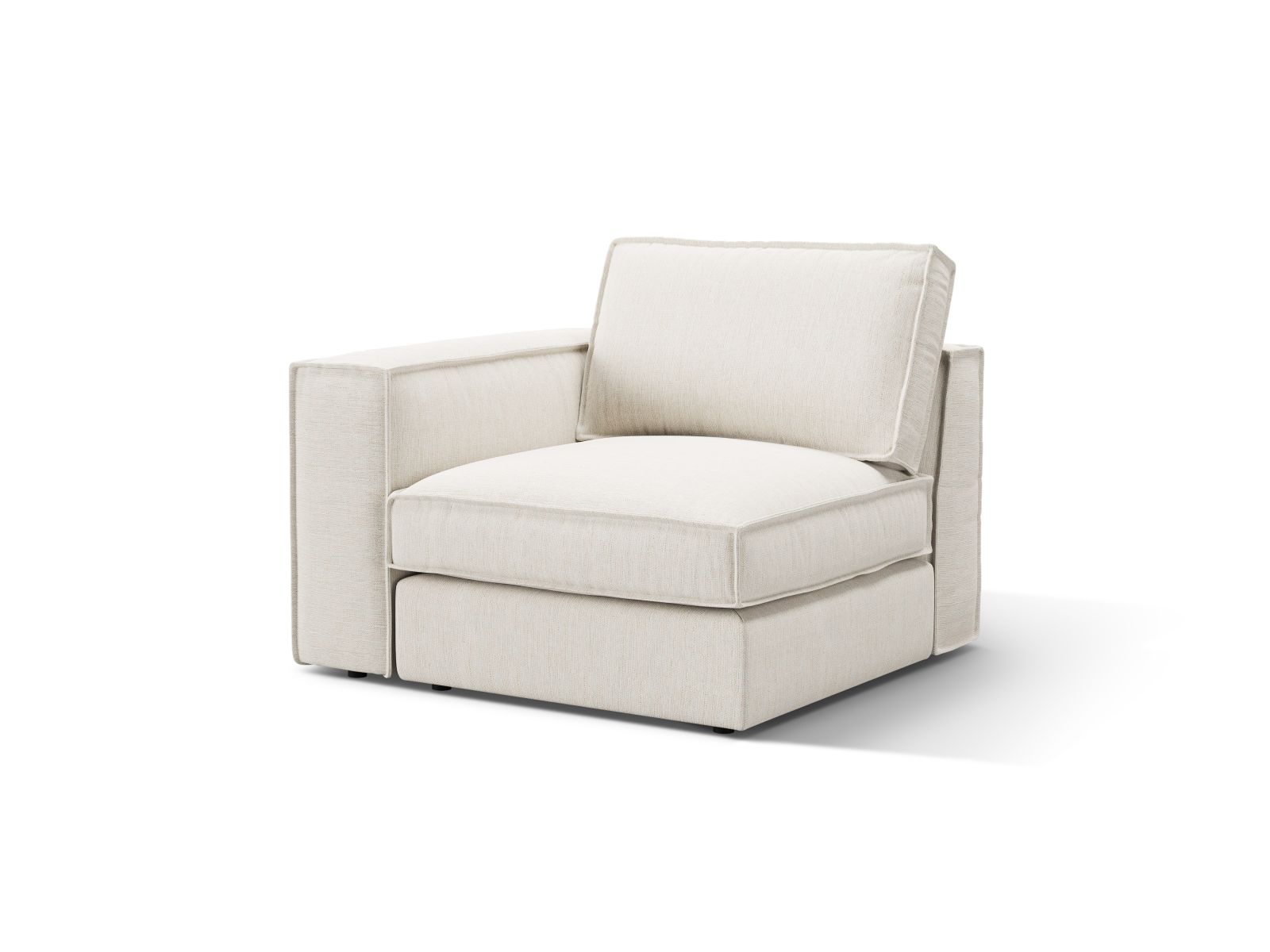 Stylisches 1-Sitzer Modul links Pola in reinem Weiß, perfekt für kreative Sofa-Kombinationen und moderne Wohnkonzepte.