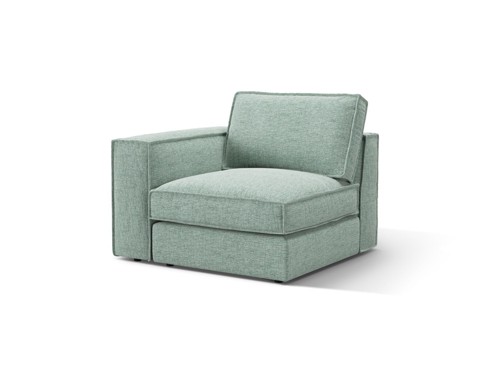Stylisches 1-Sitzer Modul links in sanftem Mint von Micadoni, perfekt für kreative und flexible Sofa-Kombinationen in zeitgemäßen Wohnstilen.