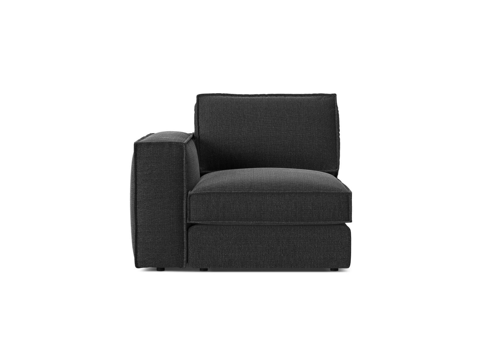 Elegantes 1-Sitzer Modul Pola in klassischem Schwarz, ideal für individuelle Sofa-Arrangements und zeitgemäße Wohnkonzepte.