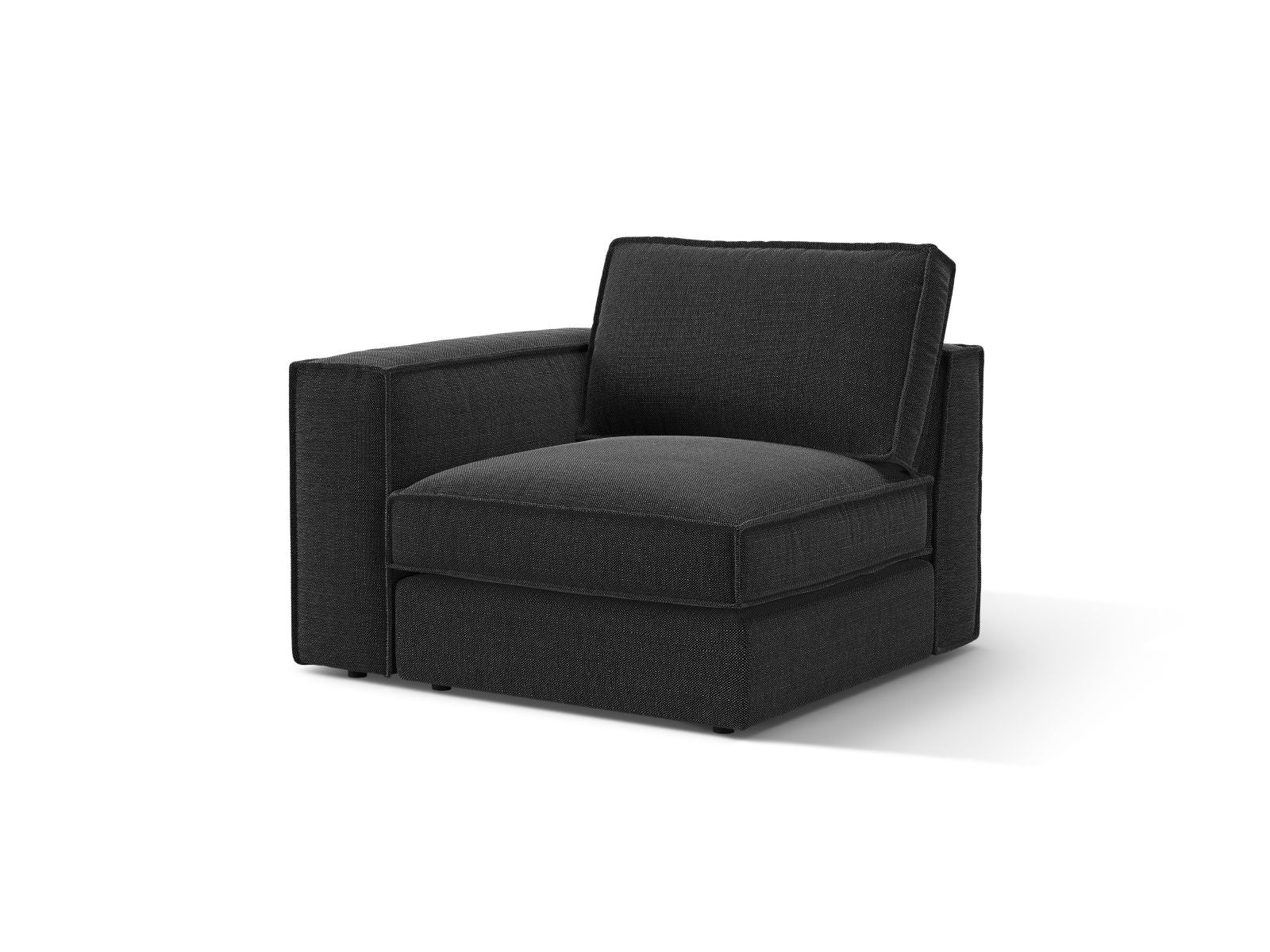 Stylisches 1-Sitzer Modul Pola in edlem Schwarz, perfekt für kreative Sofa-Kombinationen und modernes Wohndesign.