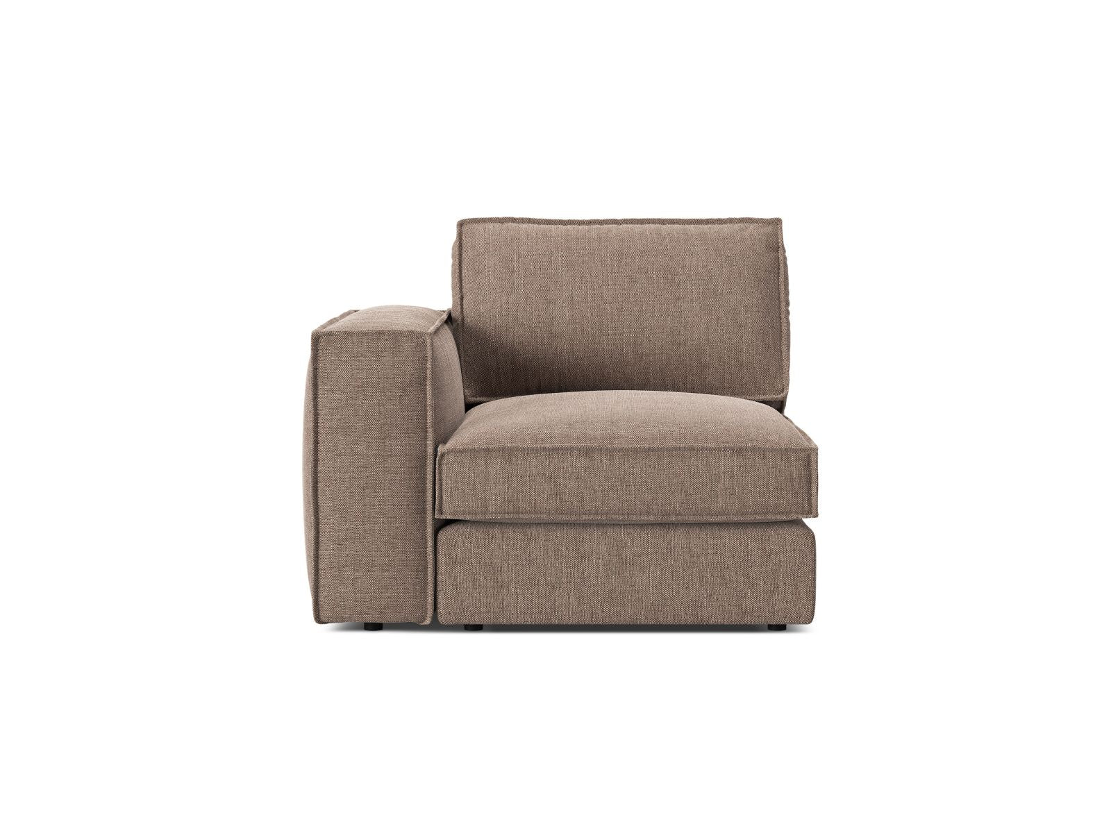 Elegantes 1-Sitzer Modul links Pola in warmem Braun, ideal für individuelle Sofa-Arrangements und zeitgemäße Einrichtung.