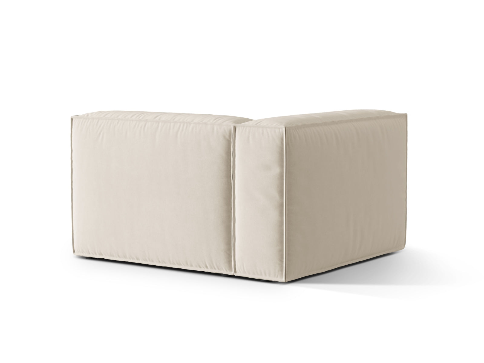 Beige Nuria Velour 1-Sitzer Sofa von Micadoni, stilvolles modulares Möbelstück, perfekt für moderne Wohnkonzepte und gemütliche Atmosphäre.