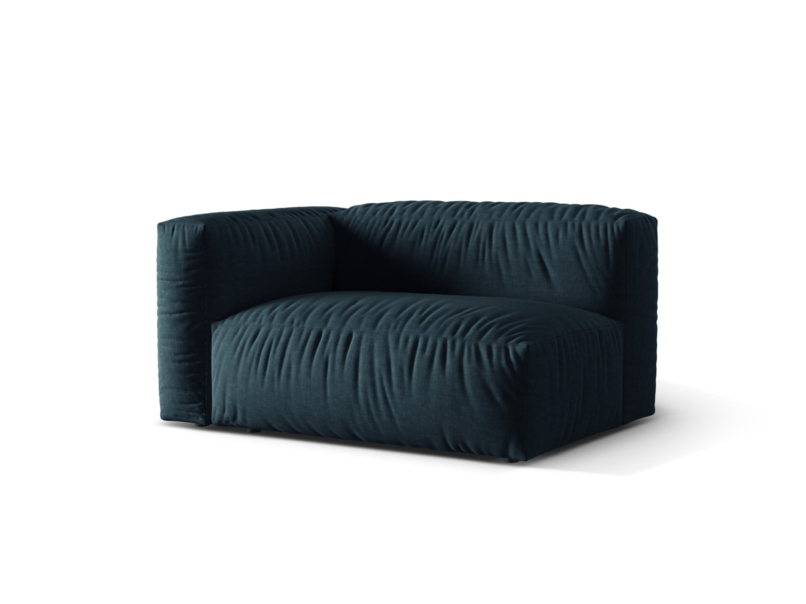 Eleganter linker 1-Sitzer des Martina Moduls in Blue Jeans-Boston, ideal für stilvolle und gemütliche Wohnräume.