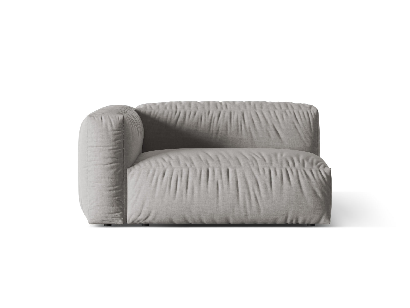 Eleganter linker 1-Sitzer des Martina Moduls in dezentem Grau, ideal für flexible und zeitgemäße Wohnräume.