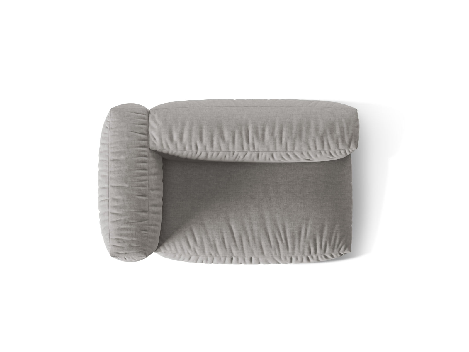 Stylischer linker 1-Sitzer des Martina Moduls in modernem Grau, perfekt für anpassbare und trendbewusste Wohnkonzepte.