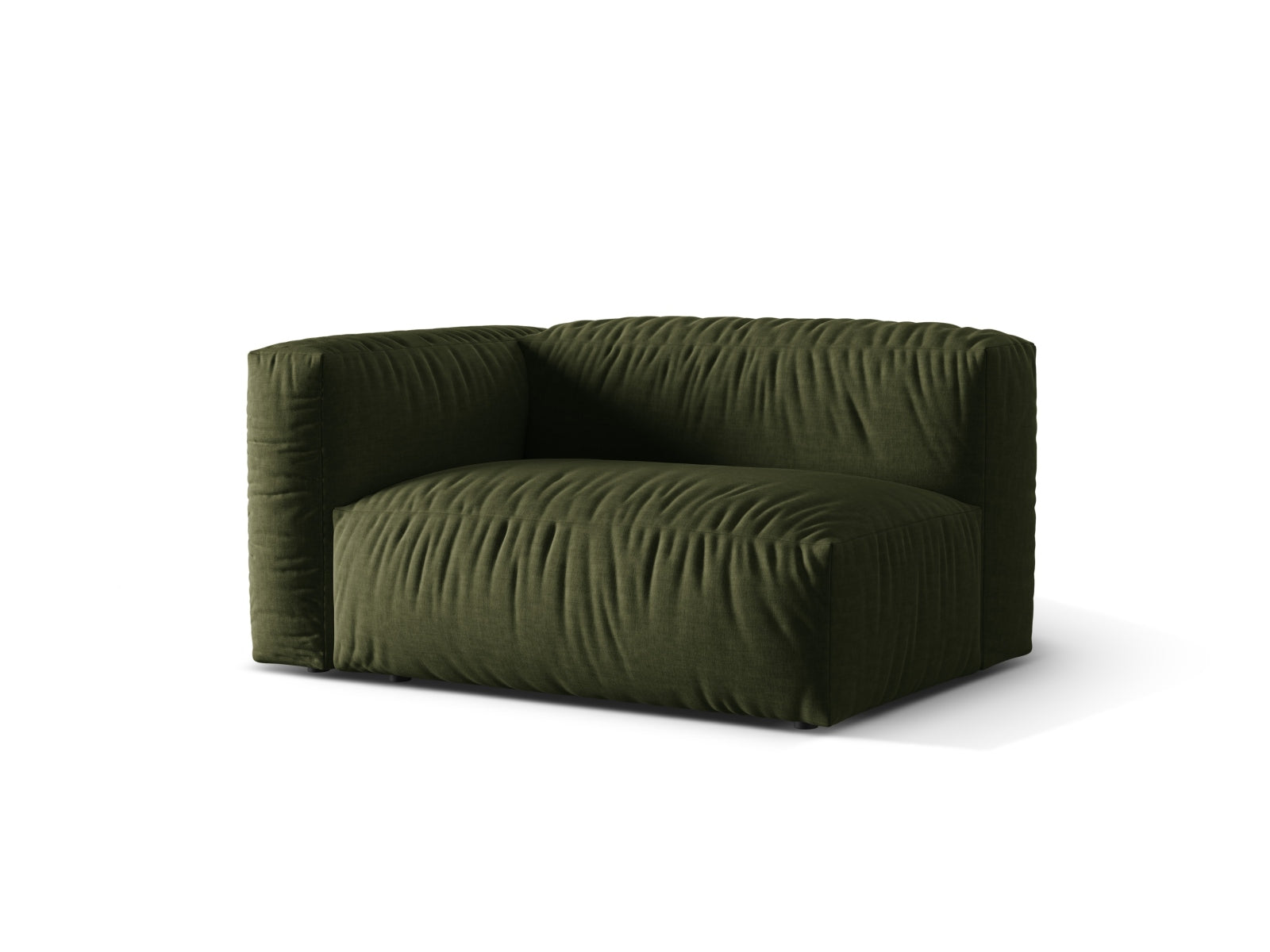 Eleganter linker 1-Sitzer des Martina Moduls in Green-Boston, ideal für stilvolle Akzente in jedem Wohnraum und entspannte Stunden.