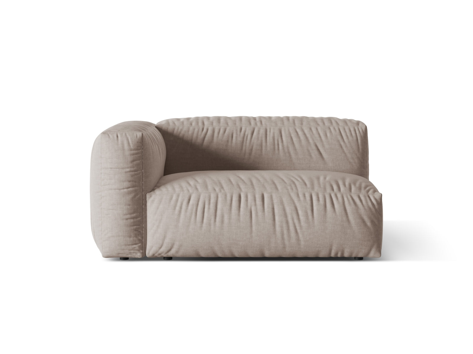 Moderner linker 1-Sitzer des Martina Moduls in edlem Dunkelbeige, ideal für gemütliche und stilvolle Wohnräume.