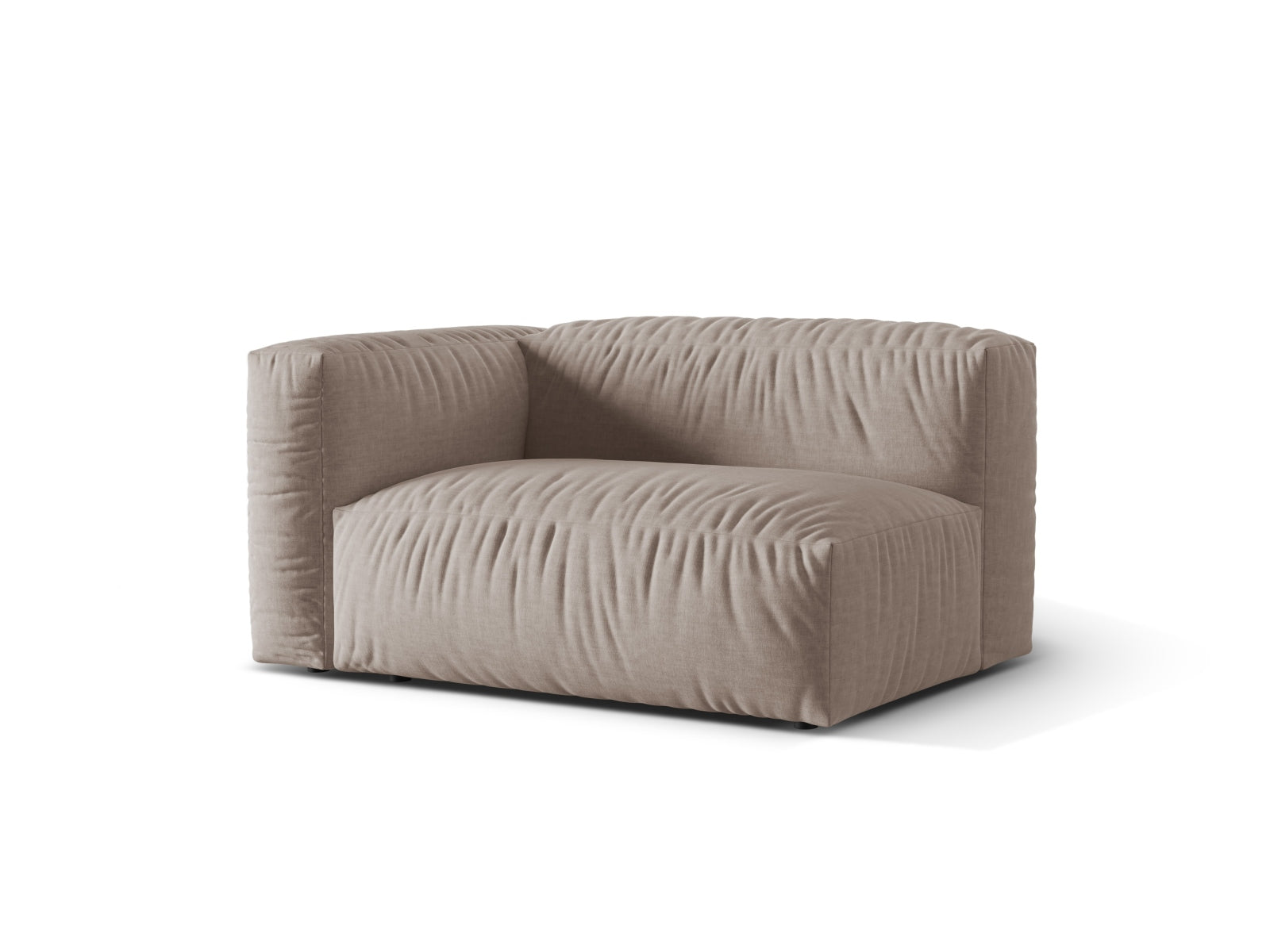 Eleganter linker 1-Sitzer des Martina Moduls in luxuriösem Dunkelbeige, perfekt für stilvolle und einladende Wohnambiente.