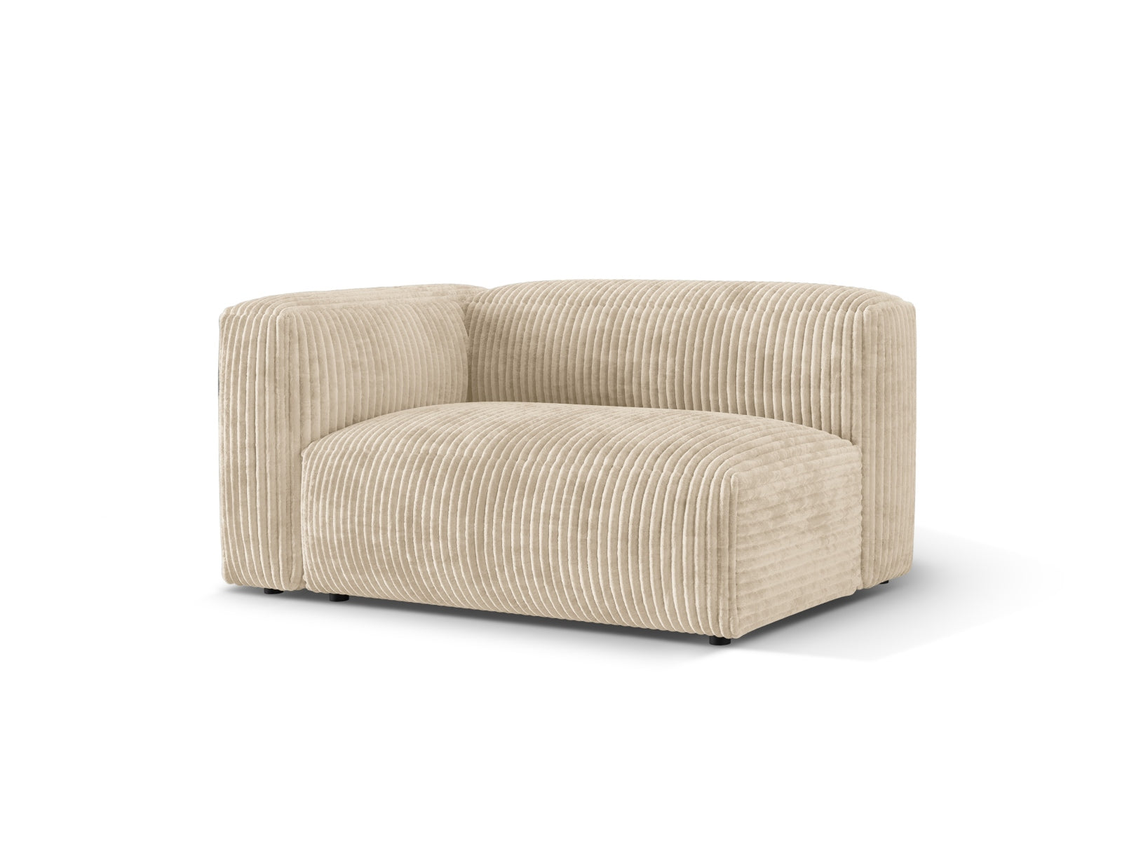 Eleganter linker 1-Sitzer des Martina Moduls in sanftem Light Beige-Tilia, ideal für stilvolle Wohnkonzepte und behagliche Entspannung.