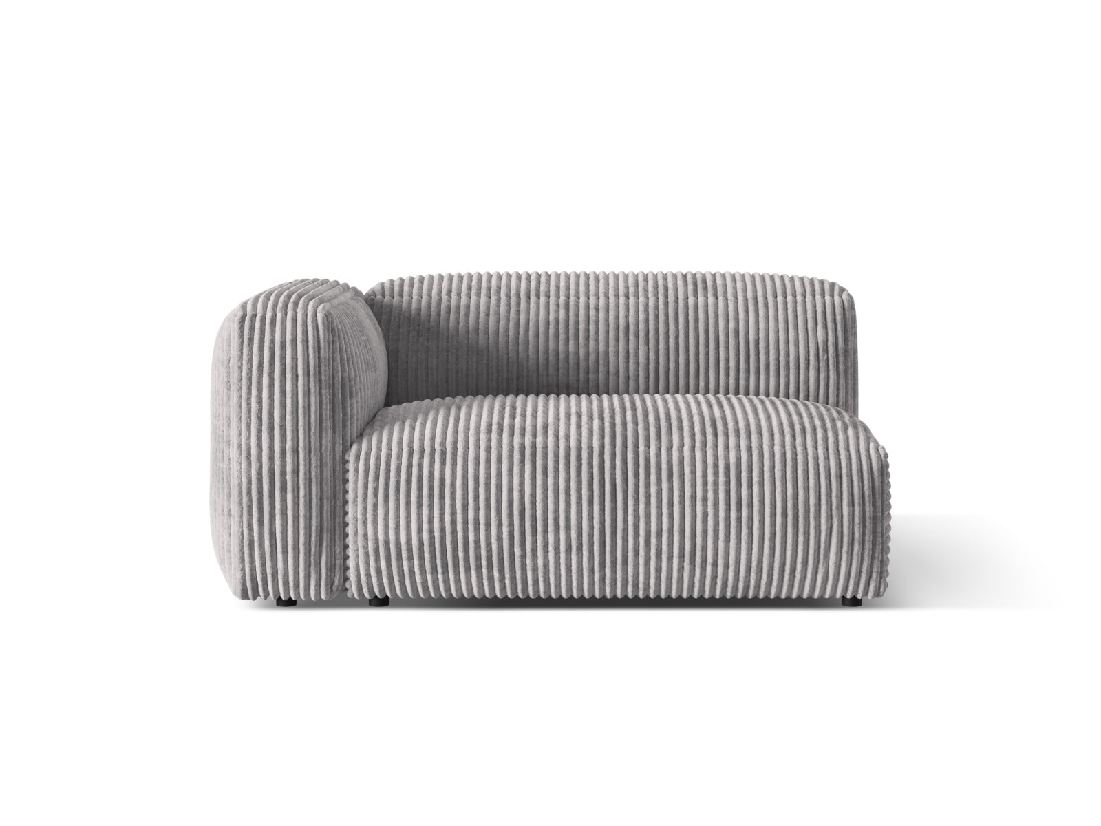 Moderner linker 1-Sitzer des Martina Moduls in zartem Light Grey-Tilia, perfekt für anpassbare und elegante Wohnräume.