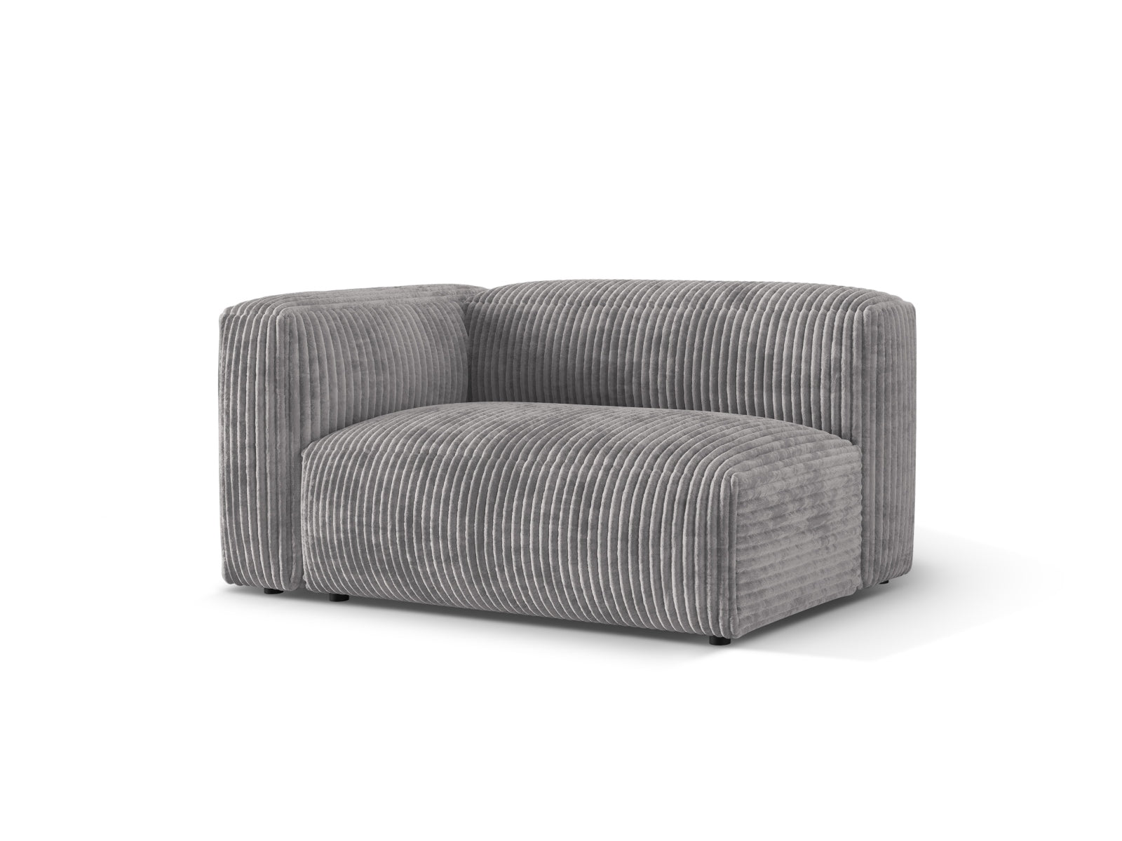 Eleganter linker 1-Sitzer des Martina Moduls in sanftem Light Grey-Tilia, ideal für stilvolle und flexible Wohnkonzepte.