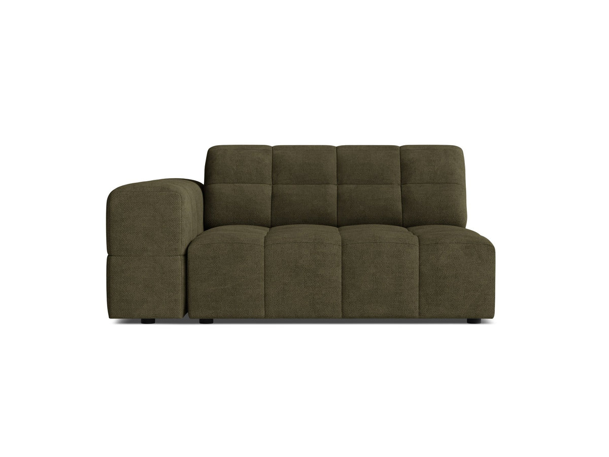 Modulares Sofa Jennifer von Micadoni in Leichtes beige mit Chenille-Bezug Eden, schwarzen Kunststoffbeinen und niedriger Rückenlehne.