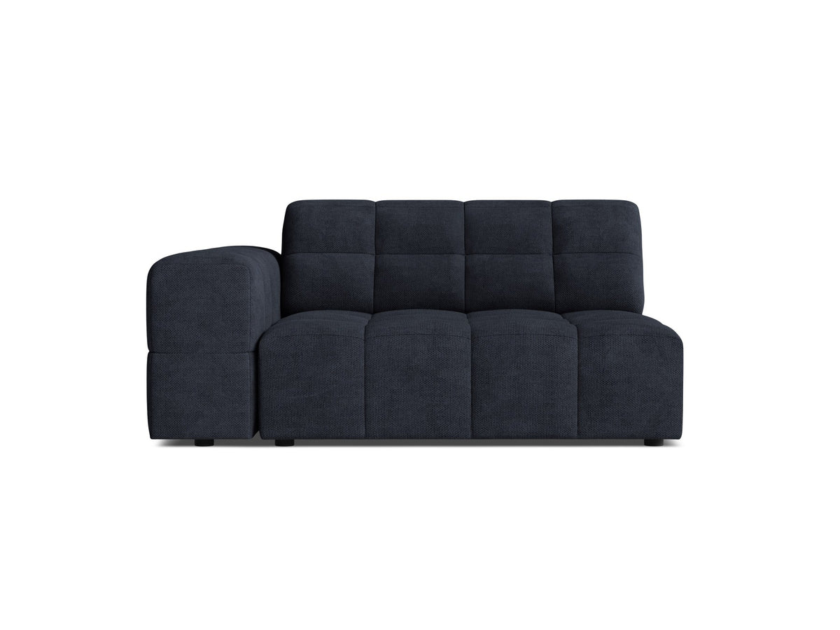 Modulares Sofa Jennifer von Micadoni in Leichtes beige mit Chenille-Bezug Eden, schwarzen Kunststoffbeinen und niedriger Rückenlehne.