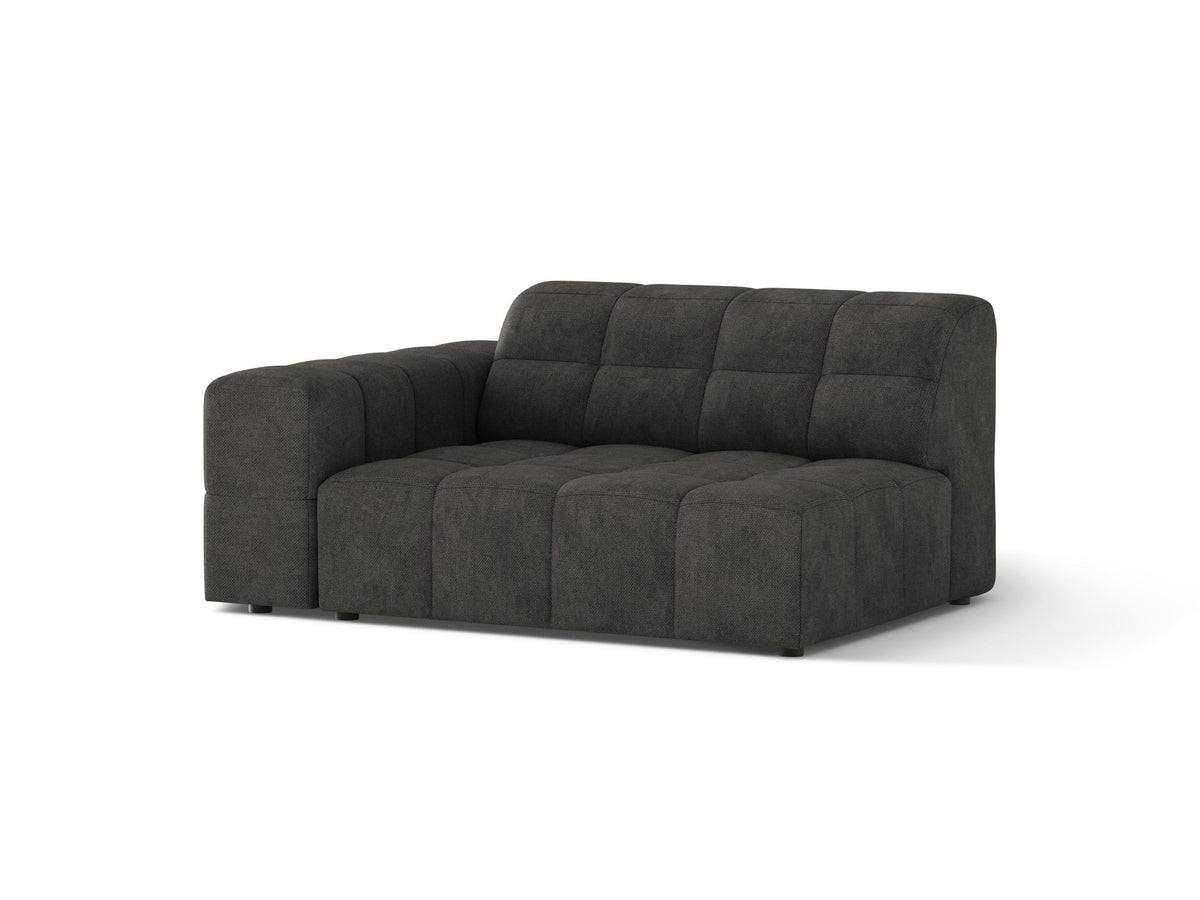 Modulares Sofa Jennifer von Micadoni in Leichtes beige mit Chenille-Bezug Eden, schwarzen Kunststoffbeinen und niedriger Rückenlehne.