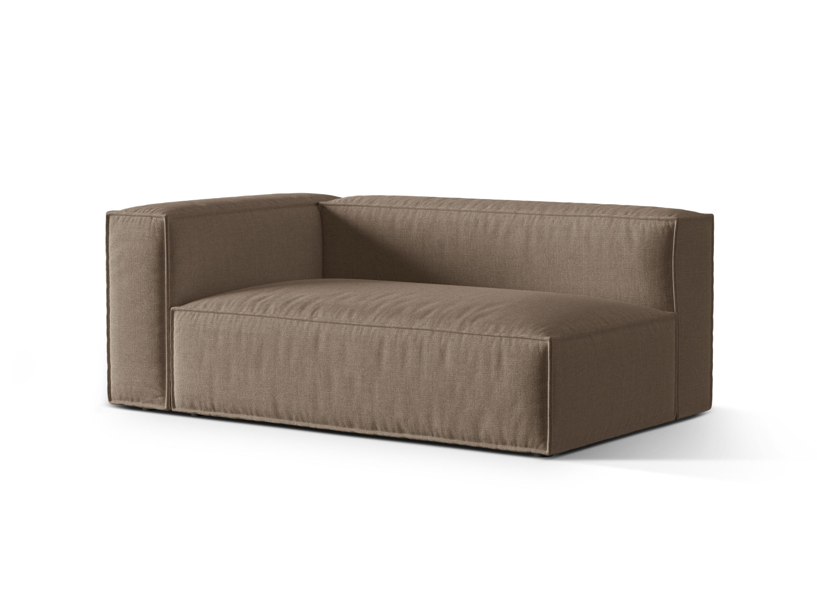 Elegantes 3-Sitzer Sofa links Nuria in stilvollem Cappuccino-Liberty, ideal für moderne Wohnräume, erhältlich bei KAQTU Design AG.