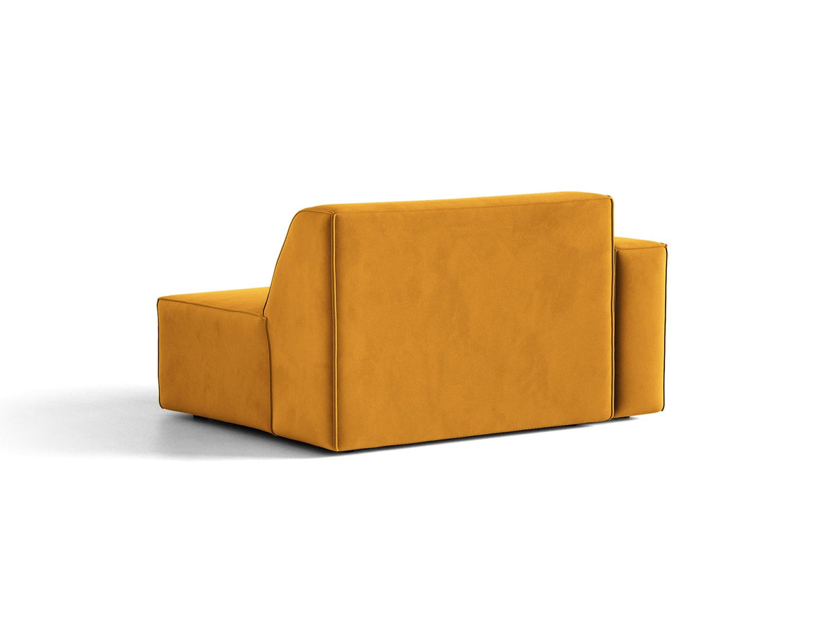 Modulares Sofa-Element Jodie von Micadoni in Leichtes Beige mit Venus Samtstoff, schwarzen Kunststoffbeinen und niedriger Rückenlehne.